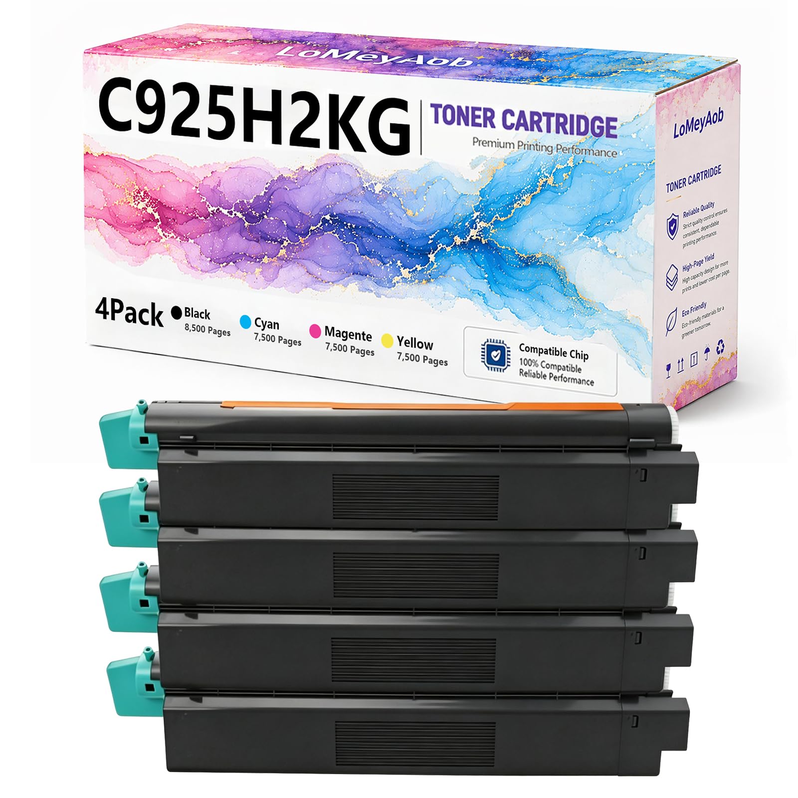 Cartuccia di toner C925H2KG, sostituzione ad alta resa per la stampante Lexmark LaserJet C925de C925dte X925de X925dte, colori ricchi, stampe ad alta velocità, imaging accurata,4Pack
