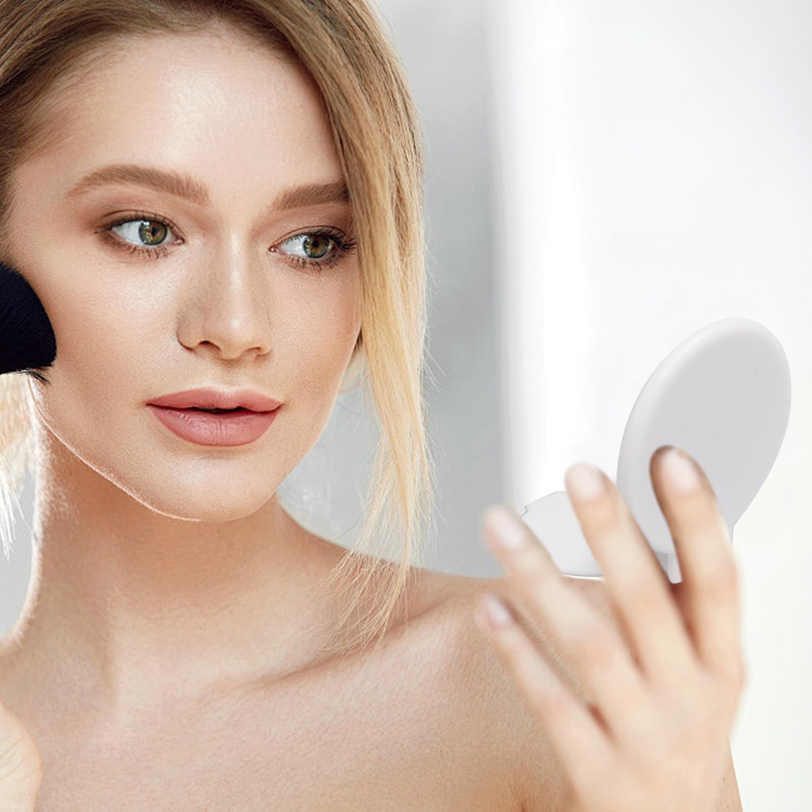 82 espejos compactos a granel, mini espejo de maquillaje redondo plegable para mujer, para bolso, viajes y uso diario (blanco)