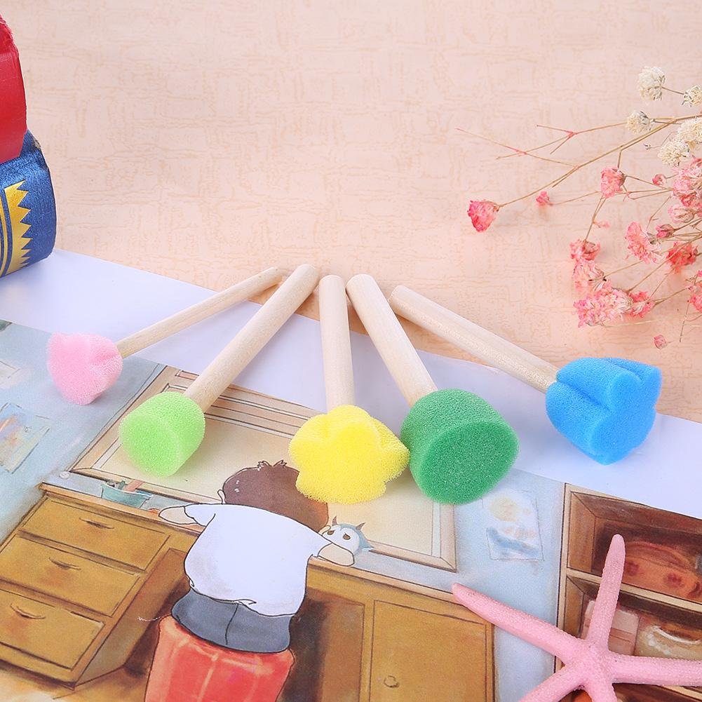 10 Pinceaux En Mousse Pour Peinture - Tailles Variées (2,5 Cm à 10,2 Cm), Pour Arts, Loisirs Créatifs, Bois, Aquarelle - 9