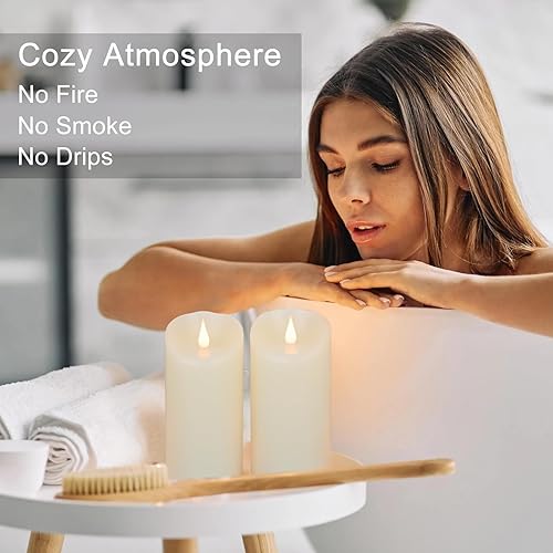 Miniatura 6 de TECHLONG Velas sin llama parpadeantes con llama en movimiento 3D, velas operadas por baterías con temporizador, duran más de 1000 horas, velas LED