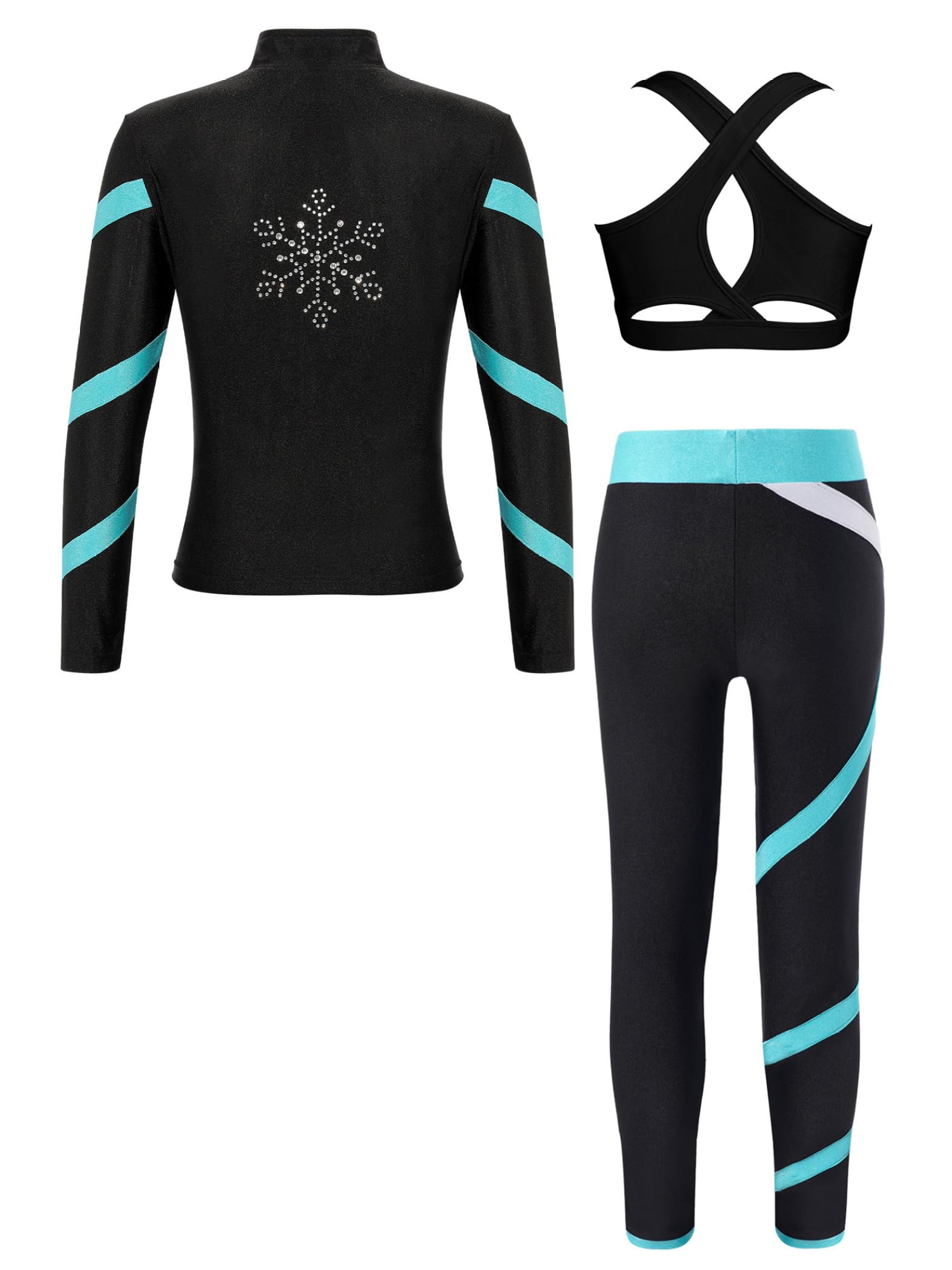 Costume Da Pattinaggio Artistico Per Bambina Completo Giacca Pantaloni E Canotta Set Sportivo Abbigliamento Da Allenamento Felpa Leggings Abbigliamento Danza