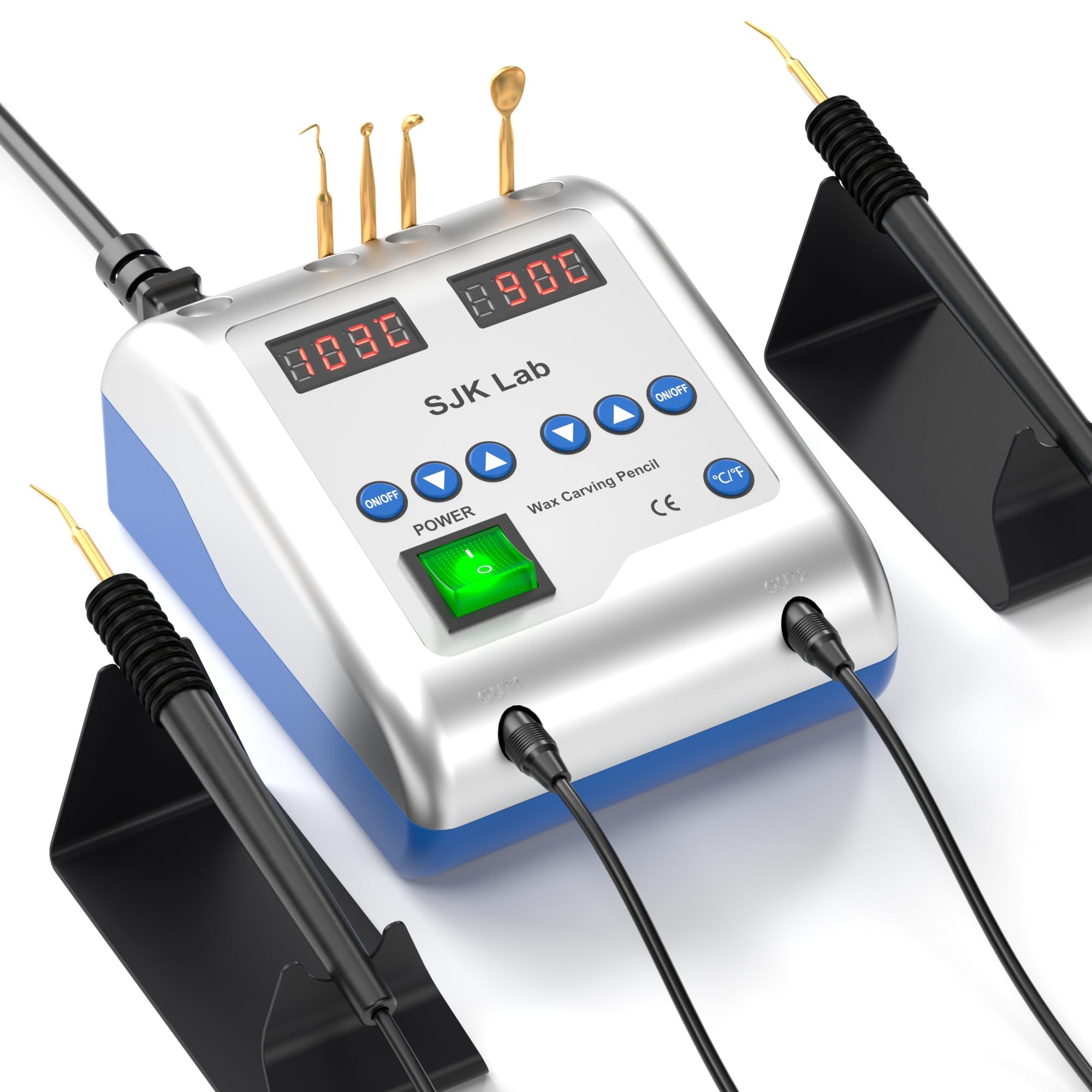 Dental Wax Pen Knife, Electric Wax Carving Knife, Dental Lab Wax Machine with 6 Engraving End Tips, Dual Carving Pencil Non-Slip LED Display for Dental Lab Jewelry Wax Work Sculpting Carving