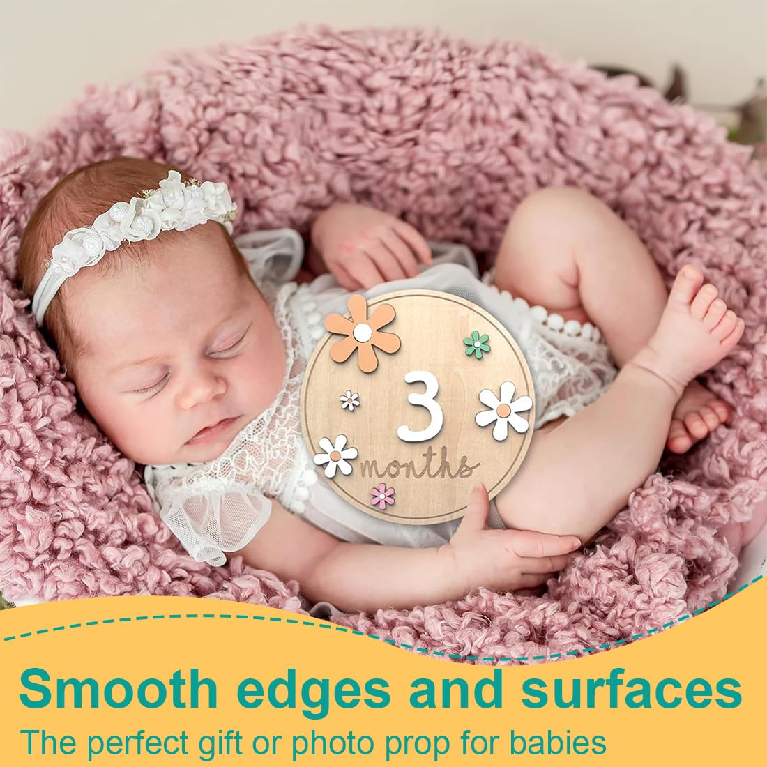 Carte dei Milestone Baby, Dischi Milestone in Legno per Neonati, Carte Milestone Mensili per Bambini, Perfetti Accessori Fotografici per Catturare la Crescita del Bambino