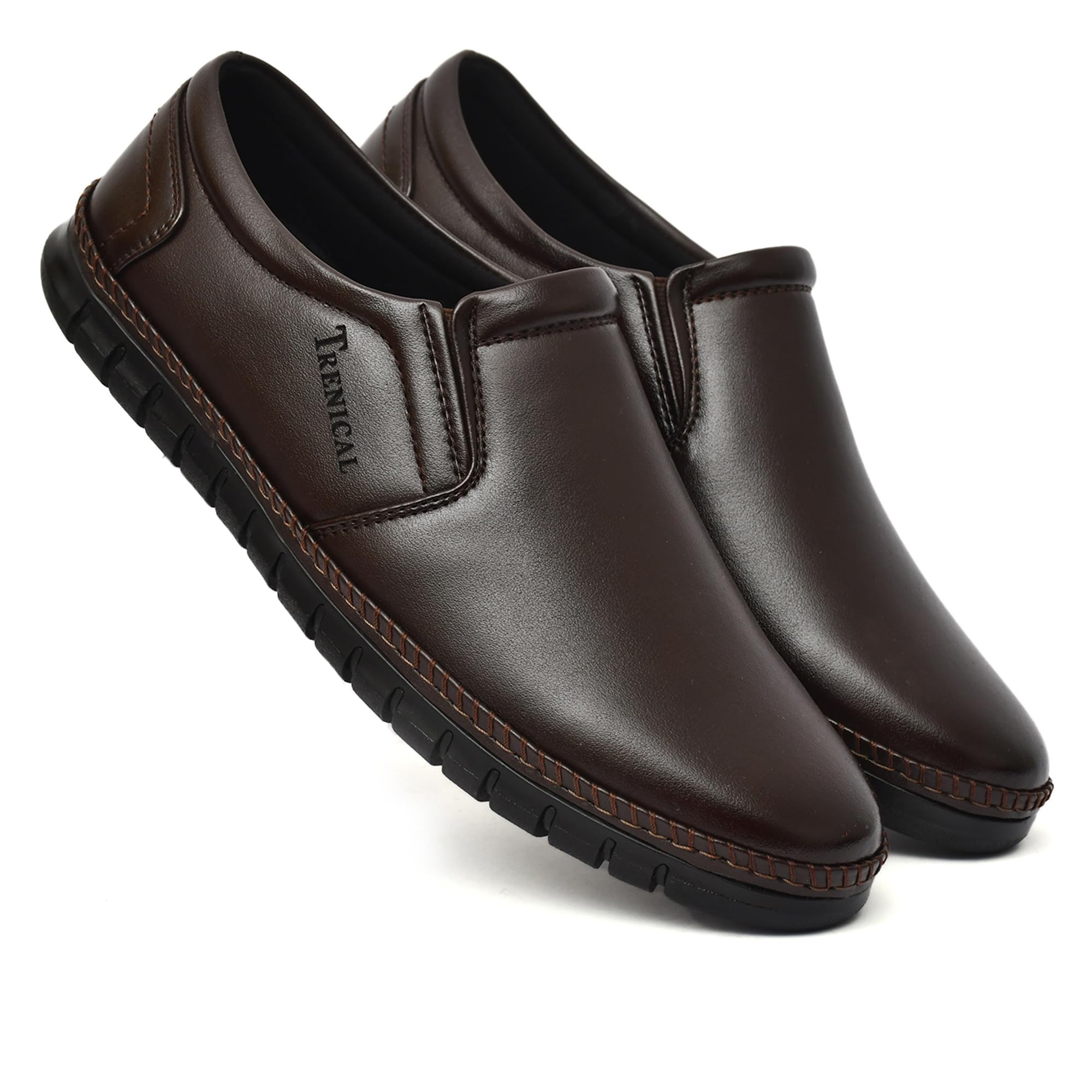 TRENICAL Mens Brown Highly Comfortable Flexible Leather Shoe Stylish Classy Office Wear|Slip-on| Formal Shoes 06 (UK/India) (B0D37RBW4C) Amazon Price History, Amazon Price Tracker