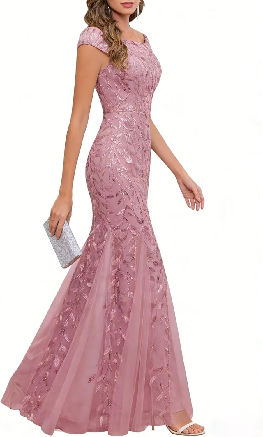 Mermaid Mother of Bride Dresses Sequin Lace Formal Evening Cocktail Party Gown Off The Shoulder Wedding Guest Dress - Image 5