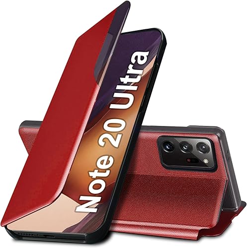 Note 20 Ultra Flip Funda para Samsung Galaxy Note 20 Ultra 5G, Clear View Funda delgada de cuero para Samsung Note 20 Ultra Funda de teléfono con