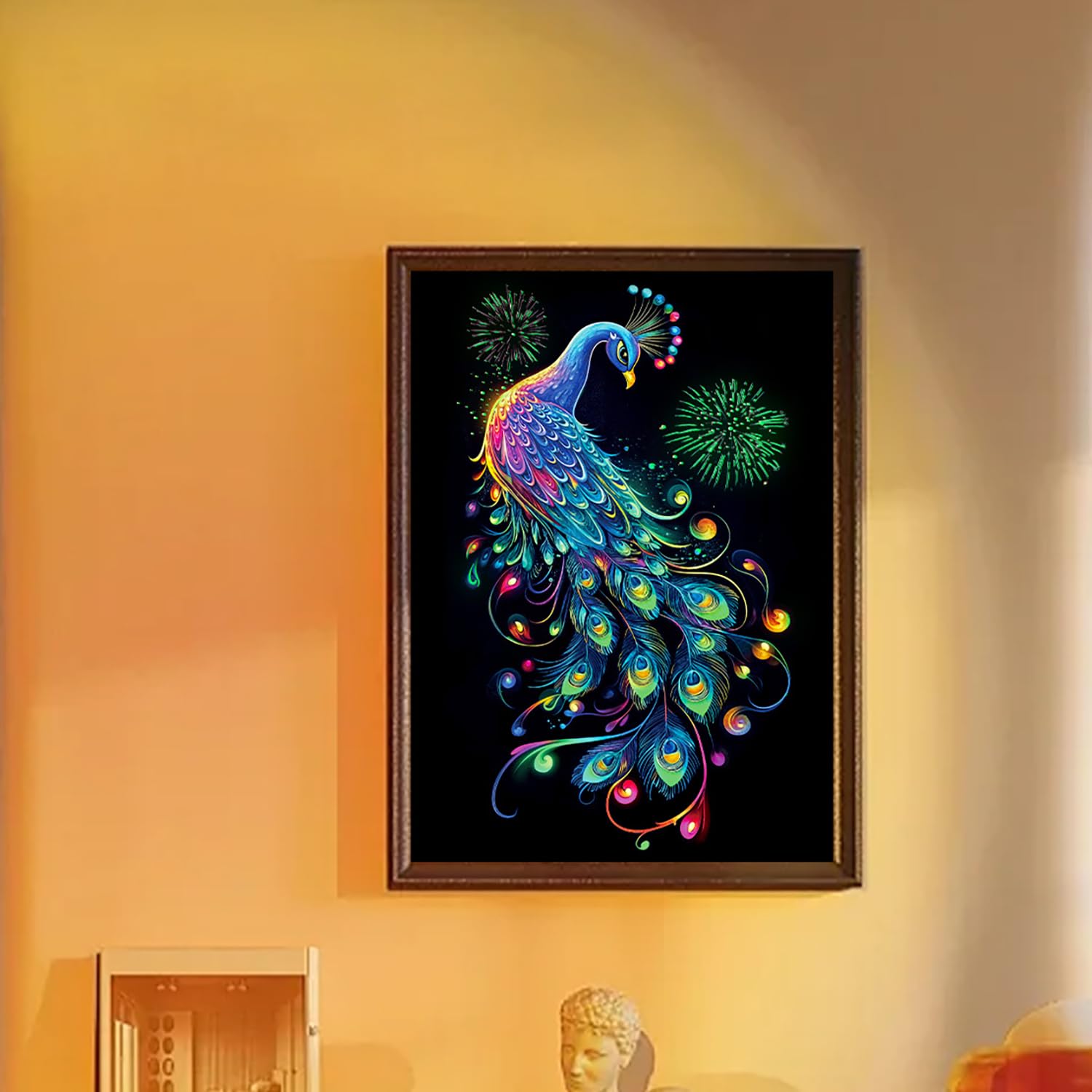 Peintures Carte à Gratter Scratch Painting Peacock Series 4 Feuilles 28,5x21 cm Papier Couché Couleur Glow in the Dark Avec Stylos Pour Adultes Enfants