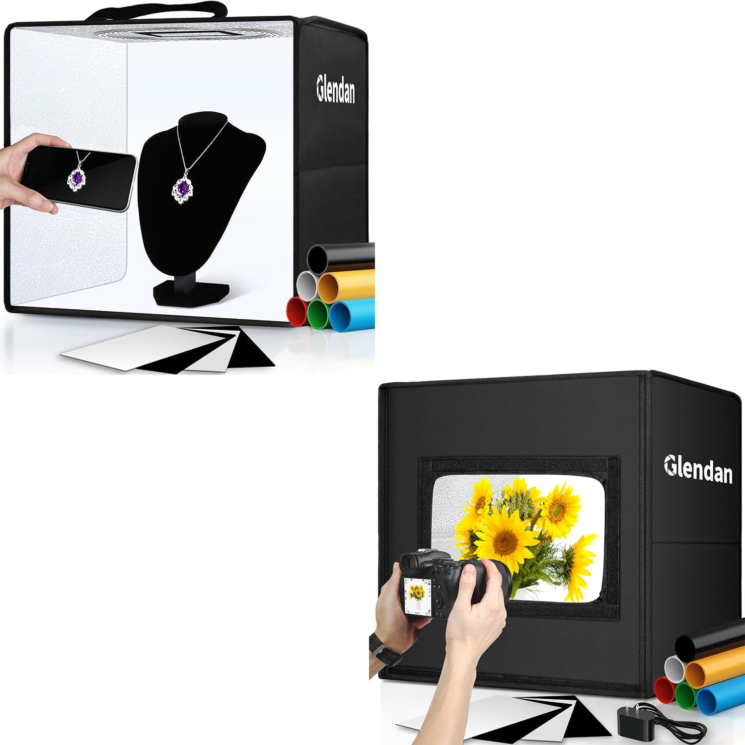 Glendan 12"x12" Professional Light Box Photography + Glendan 16"x16" Professional Light Box Photography