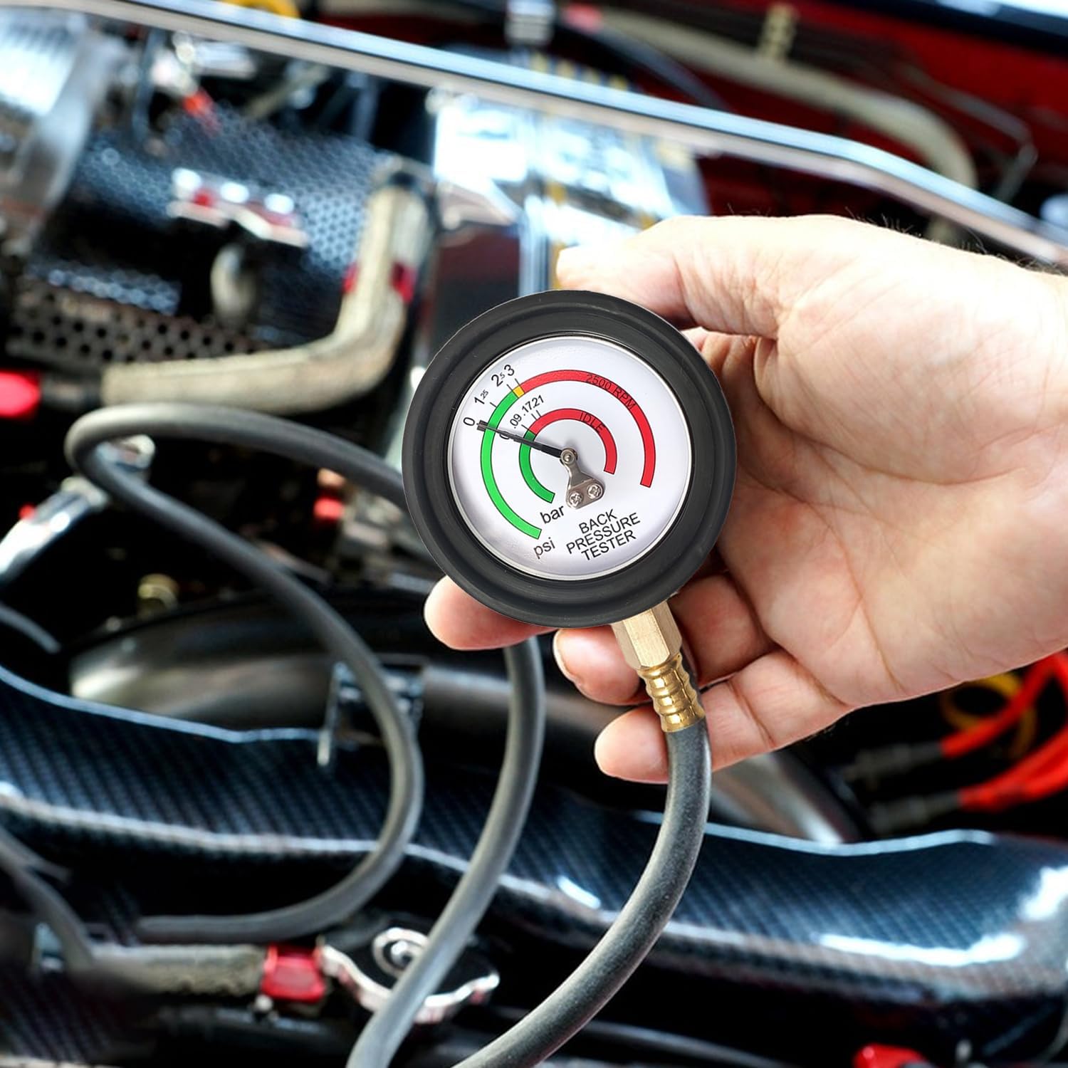Tester di Contropressione Dello Scarico, Di Scarico Test Meter Manometro Tester Auto Tubo Di Scarico Collegamento Rilevatore Kit,Kit di Prova Della Pressione del Carburante