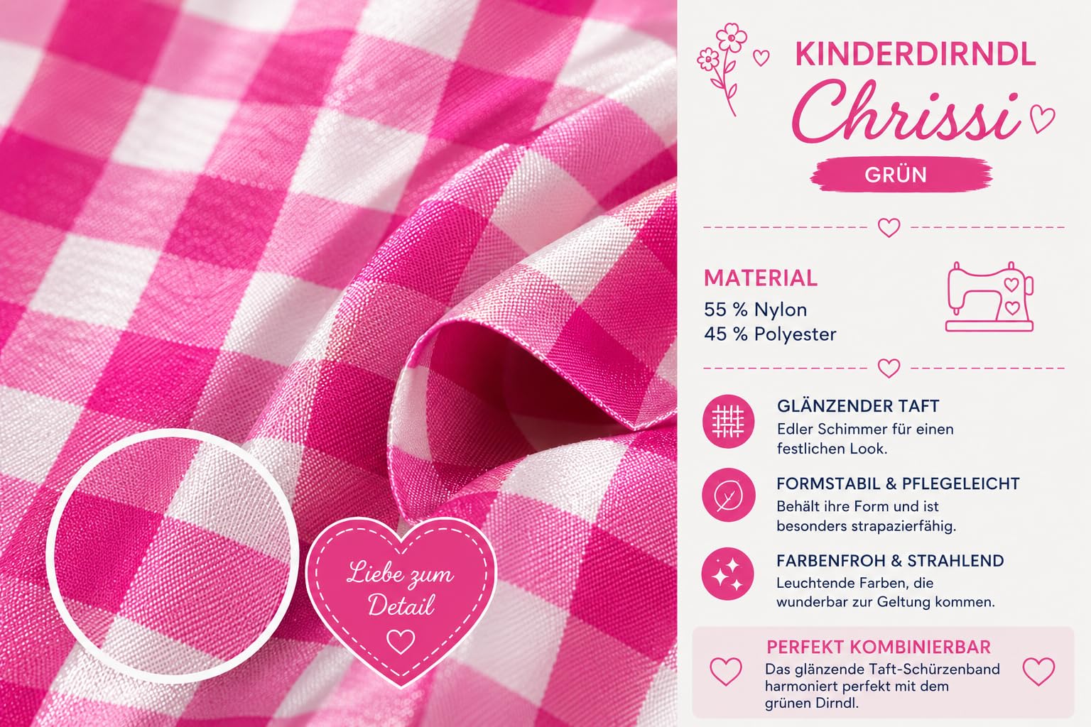 Ramona Lippert Kinderdirndl Chrissi, 3-teilig mit Bluse, grün