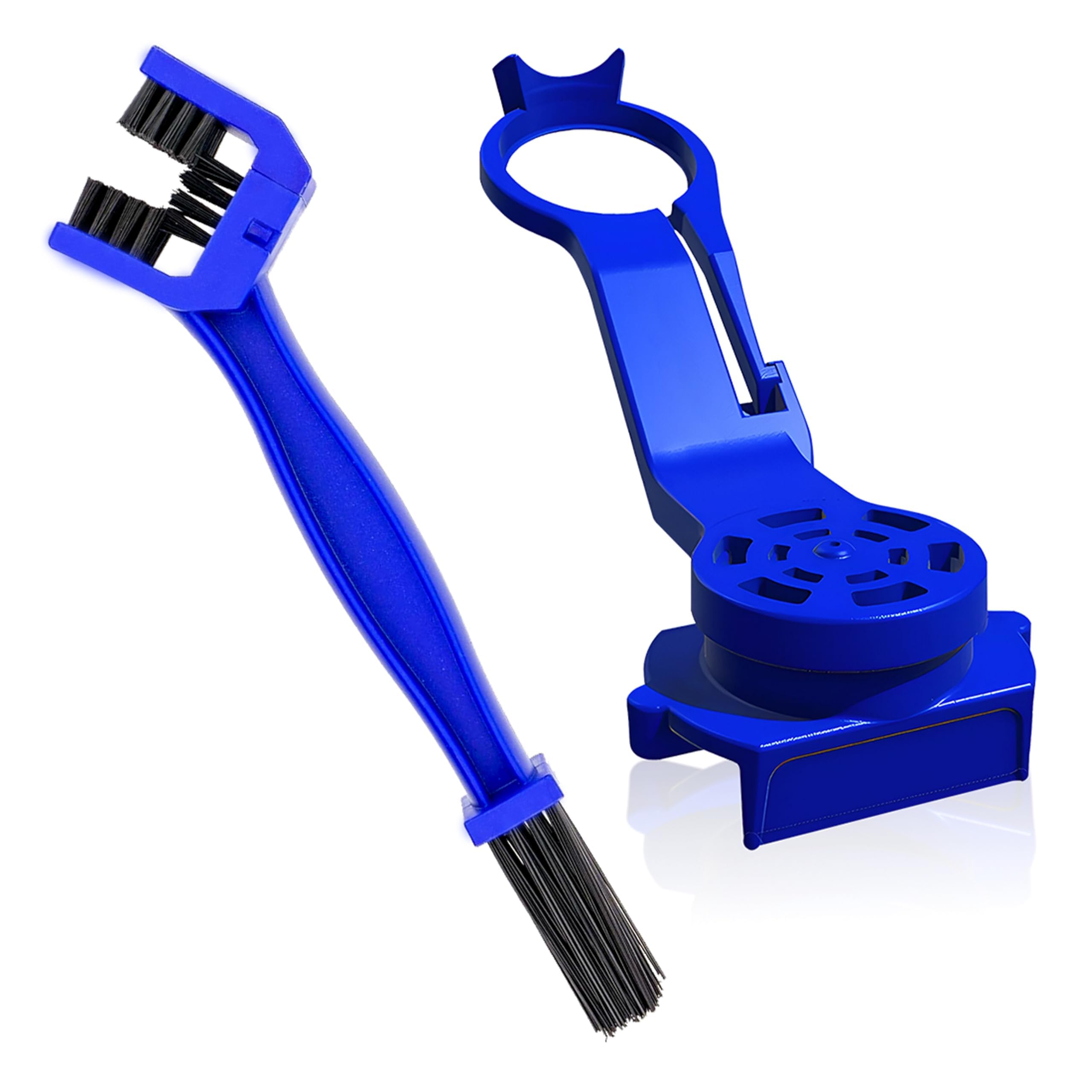 OBEROI'S TRADERS Motorcycle Chain Oiler/Dispenser & Cleaning Brush Combo I Universal Chain Lubrication Tool for Chains I Bike Chain Cleaner & Lube Spray Attachment Kit (Blue)