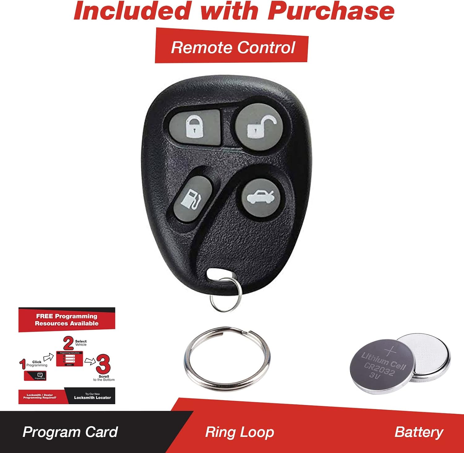 KeylessOption Keyless Entry Remote Car Key Fob Control 4-Button Replacement for 2001 2002 2003 Cadillac DeVille Eldorado Seville (KOBLEAR1XT)