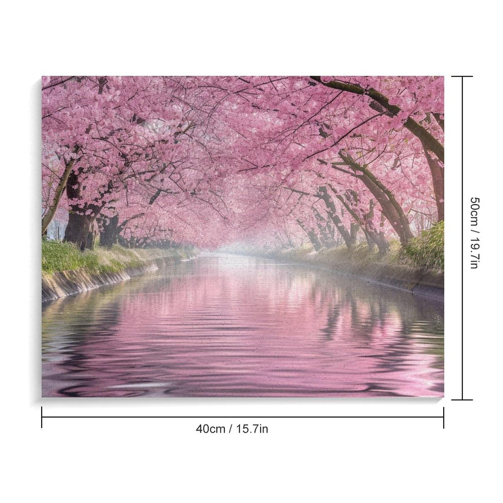 油絵 絵画【桜と川】