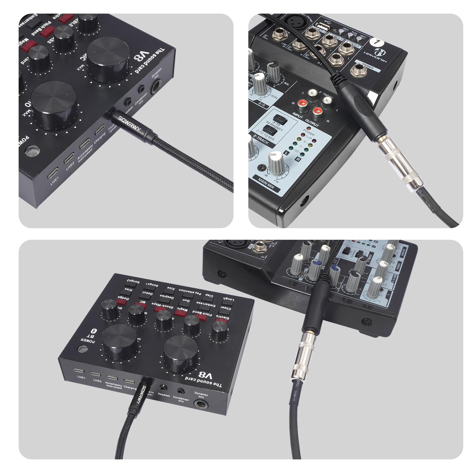 Adattatore audio stereo da 6,35 mm a 3,5 mm, cavo adattatore audio stereo da 6,35 mm femmina a maschio 3,5 mm, cavo in nylon intrecciato da 30 cm per cuffie, chitarra, amplificatore