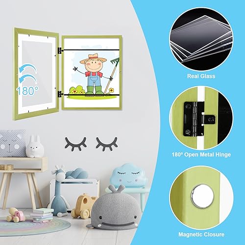 Miniatura 226 de [Paquete de 2] Marcos de arte para niños, marcos de arte para niños, de 8.5 x 11 pulgadas, con apertura frontal, intercambiables, marco de Crema