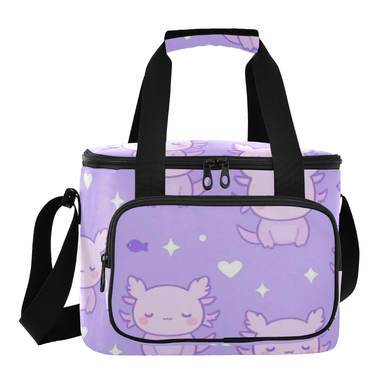 Wudan Fioletowy kawaii styl Axolotl termiczny pojemnik na żywność 600D tkanina Oxford pracownicy biurowi
