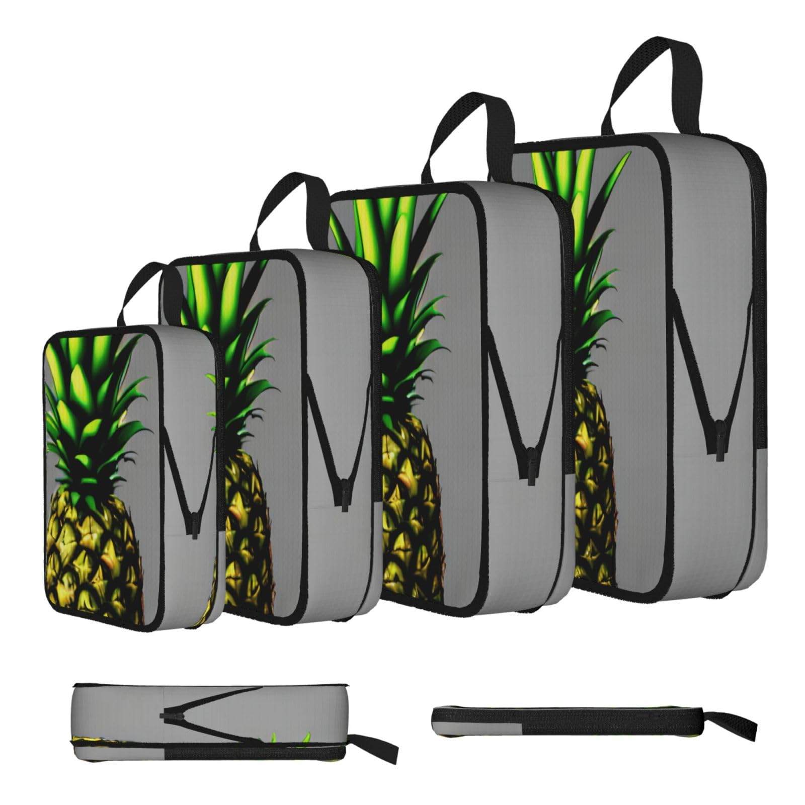 Cartoon Pineapple Compression Packing Cubes 4 Piece Set