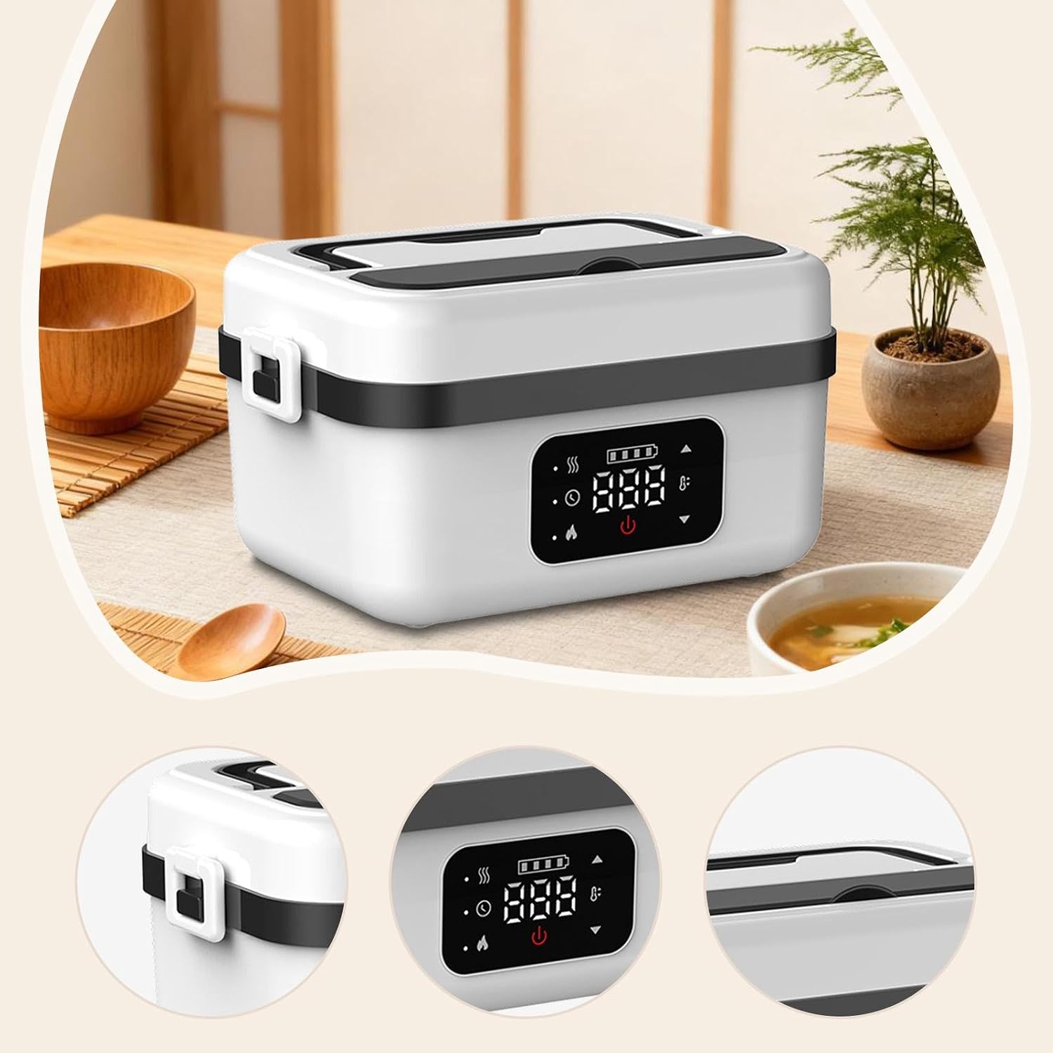 DeeRace 【2025冬 新型・コードレス使用可・Type-C充電対応！】電熱弁当箱 1L大容量 ランチボックス 注水不要 30キャラクター  ダイカット ランチボックス LBD2 | バックヤードファミリー(BACKYARD FAMILY) | マルイウェブチャネル IWEJ 304 ステンレス弁当箱 4 グリッド漏れ防止 大容量 1000/1500/2000ml カトラリー付き 電子レンジ対応