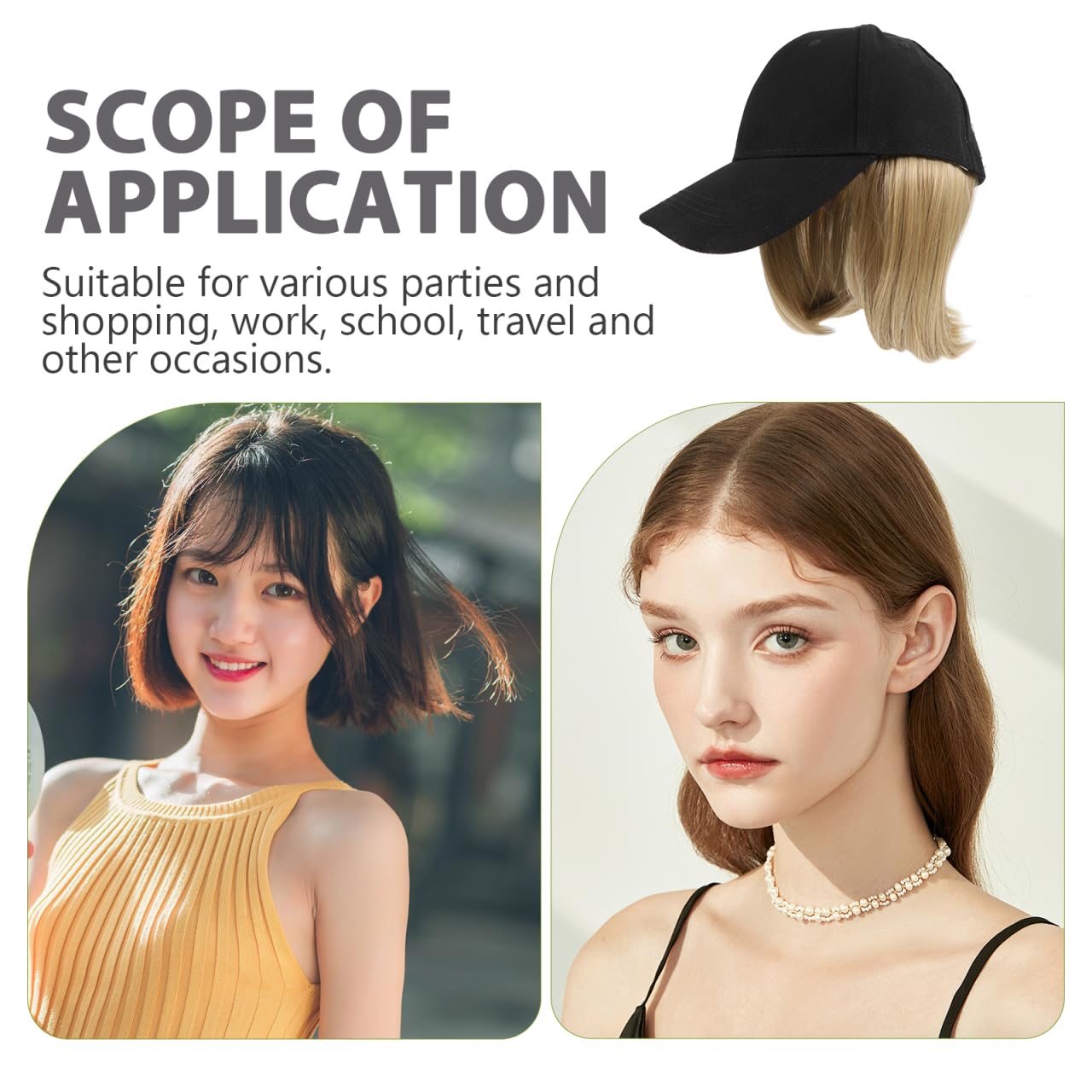 Ipetboom Women S Baseball Cap with Hair Attached Short Straight Wig Hat Hair Extensions Sun Hat for Outdoor Travel Parties and Daily Wear - Image 3