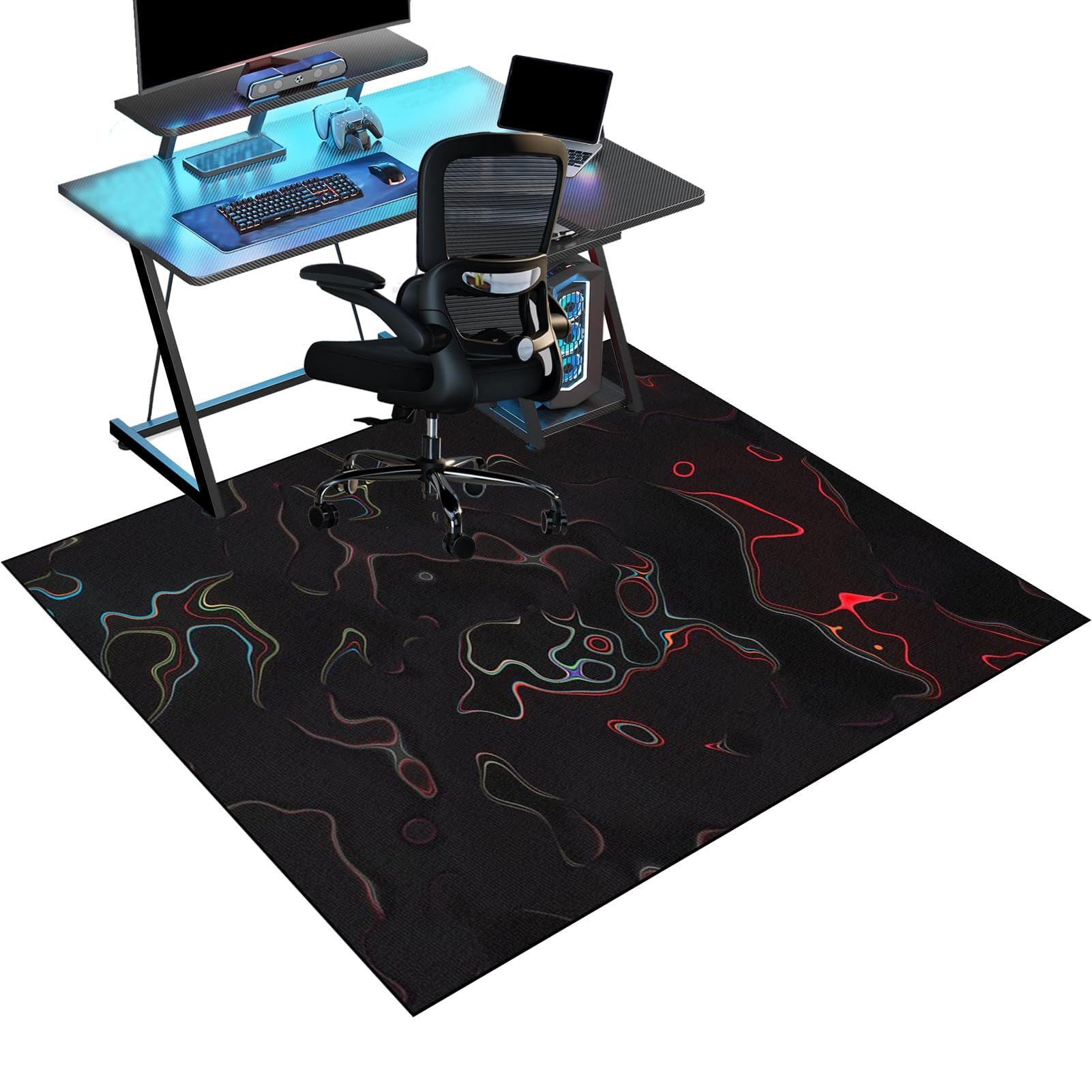 Gaming Chair Mat for Hardwood Floor Non-Slip Floor Protection Mat 100 x 140 cm Office Chair Mat for Carpets Anti-Slip Floor Protector Mat Computer Desk Chair Mat for Gaming Room Home Office Decor