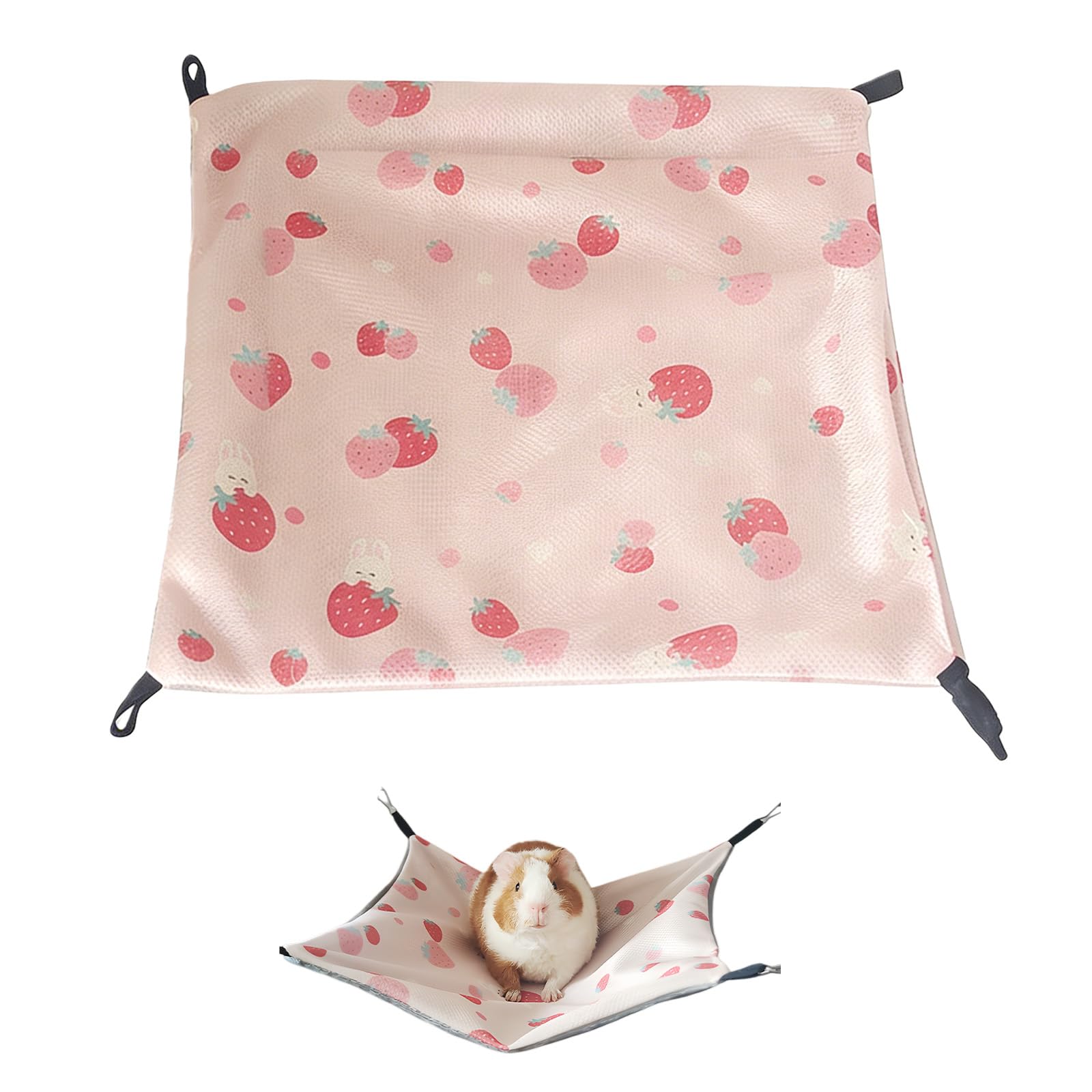 Hamac Cochon d’Inde Soie glacée 34 x 34 cm Hamac Rongeur Ajustable Cage Furet hamac Rongeur Ajustable Double Face Cage cabane balançoire fraîche été pour Lapin Hamster Chinchilla