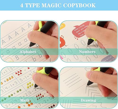 Miniatura 4 de Magic Grooved Writing Practice for Kids,Grooved Writing Books, Reusable Grooved Handwriting Workbooks for Kids Age 3-5 Calligraphy