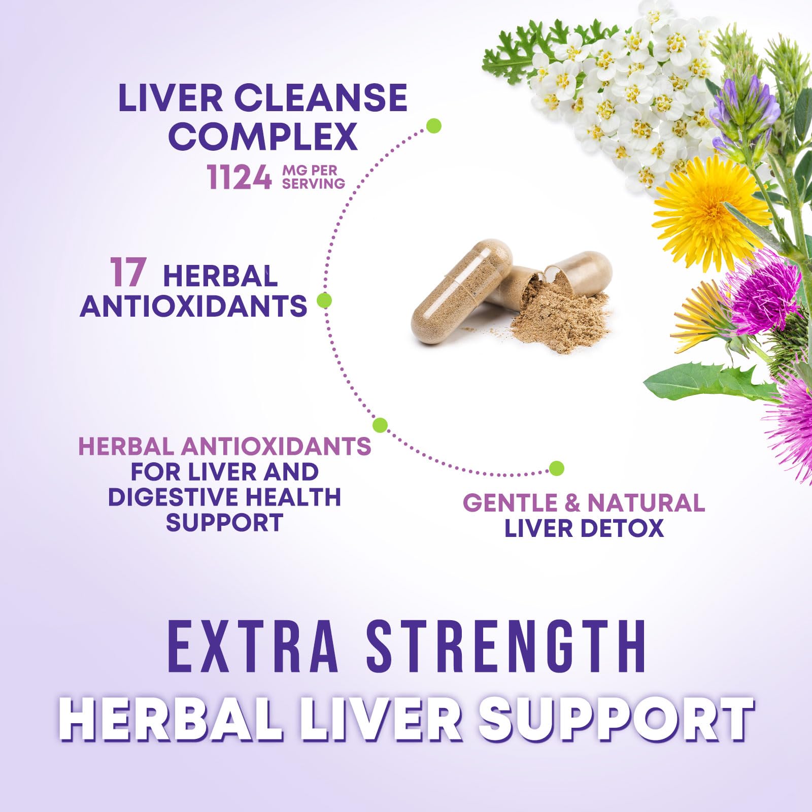 Liver Cleanse Detox & Repair Supplement - 1100mg Herbal Liver Complex - Milk Thistle with Silymarin, Dandelion, Artichoke Extract, Turmeric & Beetroot - Natural & Gentle Liver Support - 240 Capsules — Amazon image 3