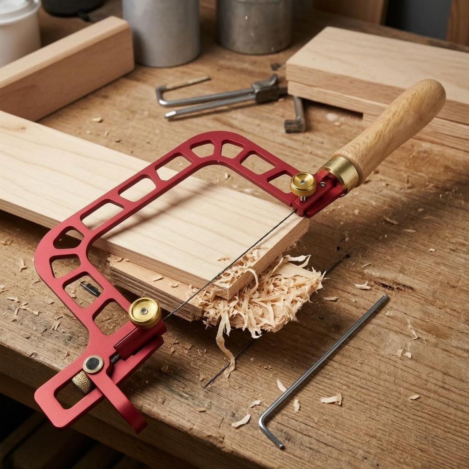 de Alambre Manual Manual Serrucho de Marquetería de Arco de Joyero con Hoja Estrecha y Ajuste de Tensión para Mayor Control en Trabajos Finos Adecuada para Bricolaje Carpintería Aula