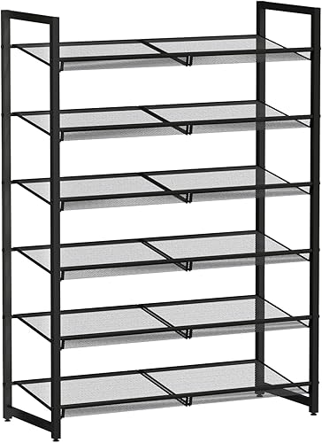 Miniatura 12 de Zapatero de metal para armario, entrada, organizador de zapatos de 4 niveles, estantes planos o angulares ajustables, capacidad para hasta 20 pares