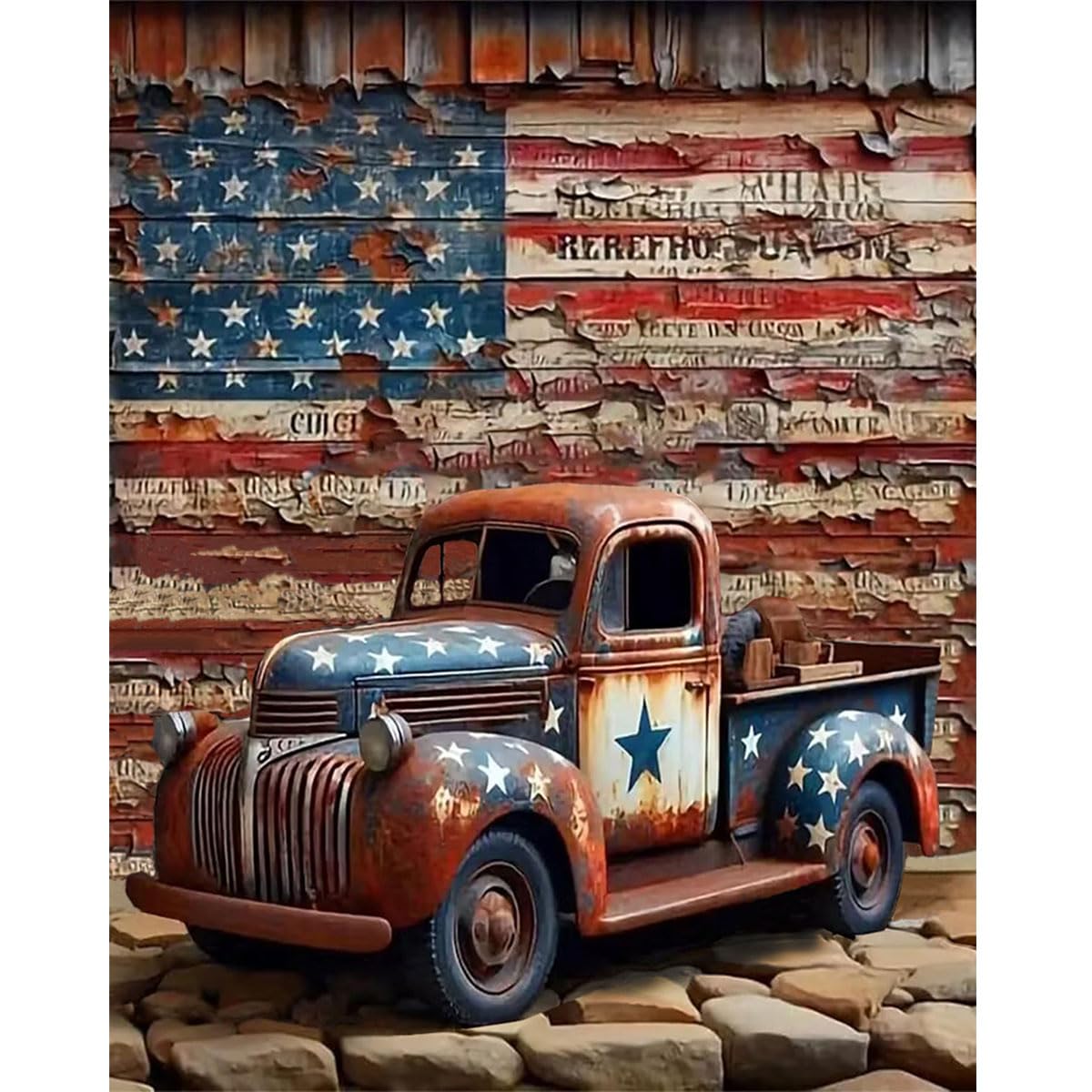 Tiwabb Truck Diamond Art Kits for Adults Beginners,Diamond Painting Kits for Adults,5D Full Drill DIY Diamond Dot Gem Art Kit Wall Home Decor Arts