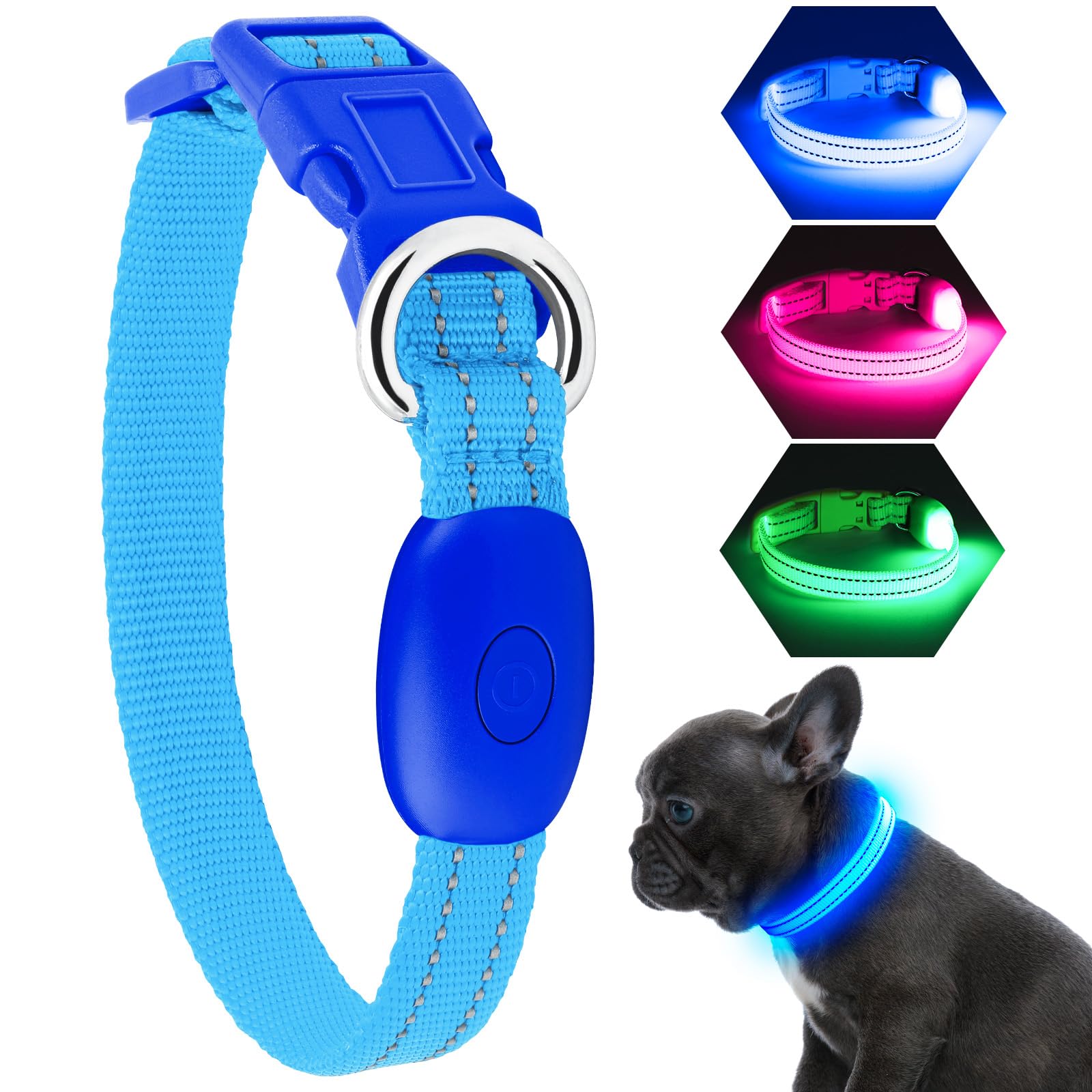 KOSKILL Leuchthalsband Hund Wiederaufladbare USB LED Hundehalsband Wasserdichtes Leuchtendes Hunde Halsband Einstellbare Super Helle für Kleine Mittlere Große Hunde