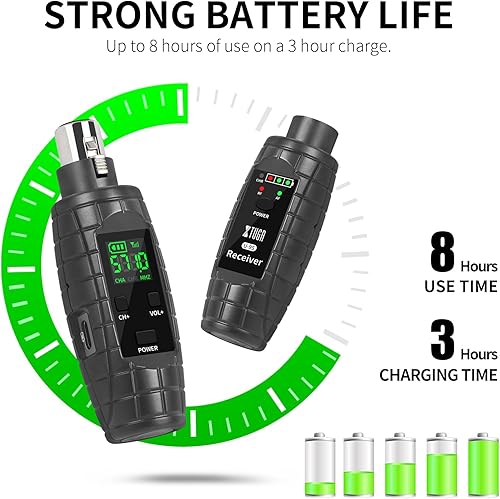 Miniatura 2 de XTUGA U95 Transmisor y receptor inalámbrico XLR Adaptador de micrófono inalámbrico, receptor XLR inalámbrico UHF Receptor transmisor de micrófono