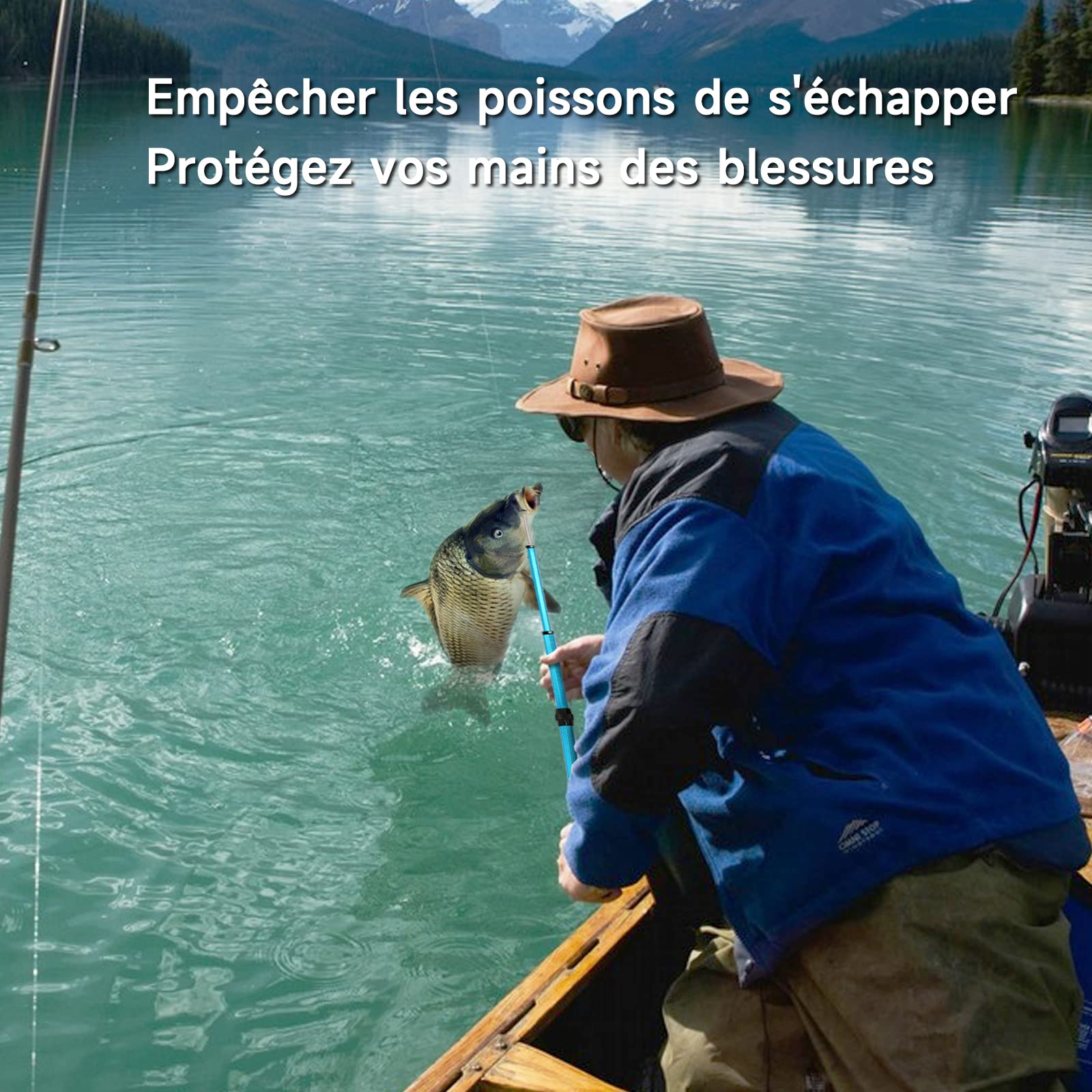 KOMCLUB Raffio Pesca Telescopico in Lega di Alluminio Accessori per la Pesca con Gancio da Pesca e Manico in Gomma, Adatto per la Pesca in Acqua Dolce e Salat