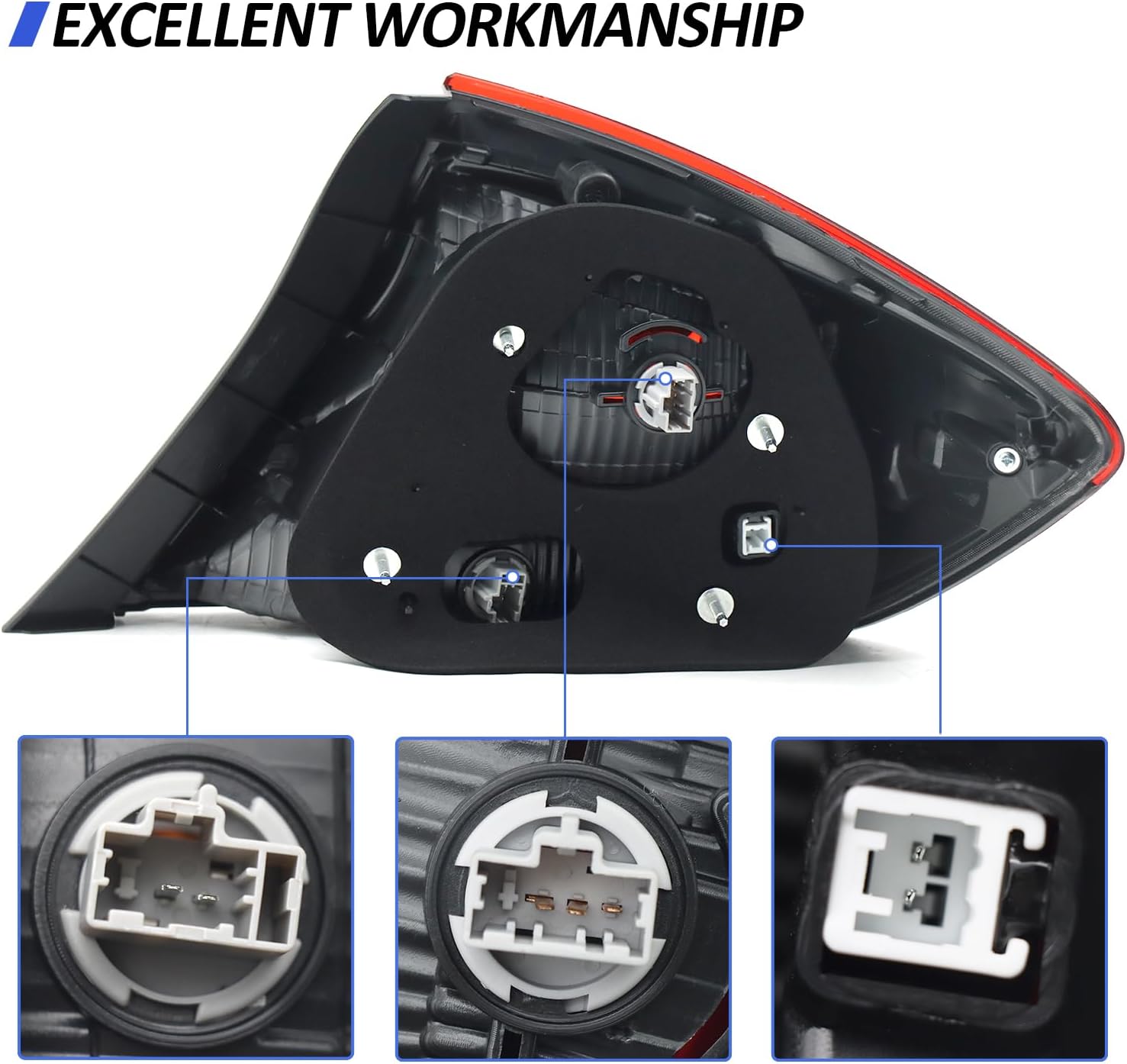 Right/Passenger Side Tail Light Fit For 2013-2015 Honda Civic 4 Door Sedan, Halogen Rear Outer Brake Tail Lamp Bulbs Included (Right/Passenger Side)