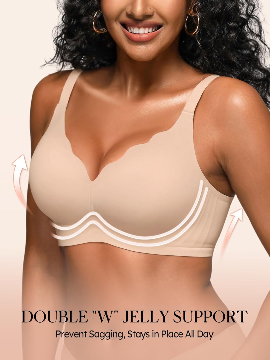 Jelly Bras for Women - S-2XL Wireless Seamless Padded Bralette with Support, No Underwire Comfortable T-Shirt Bra - Image 3
