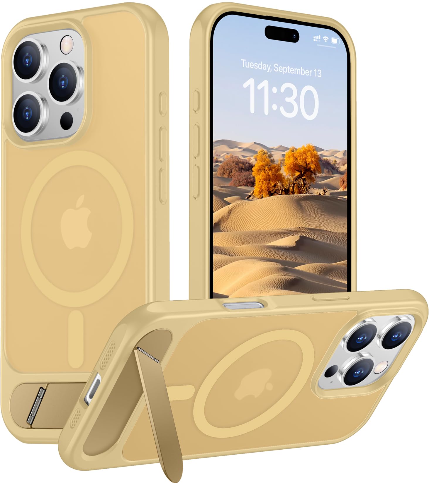 Temdan Magnetic Compatible with iPhone 16 Pro Case, [Built-in Invisible Kickstand][Compatible with MagSafe] [Military Grade Shockproof] Slim Translucent Matte Phone Case for iPhone 16 Pro 6.3"
