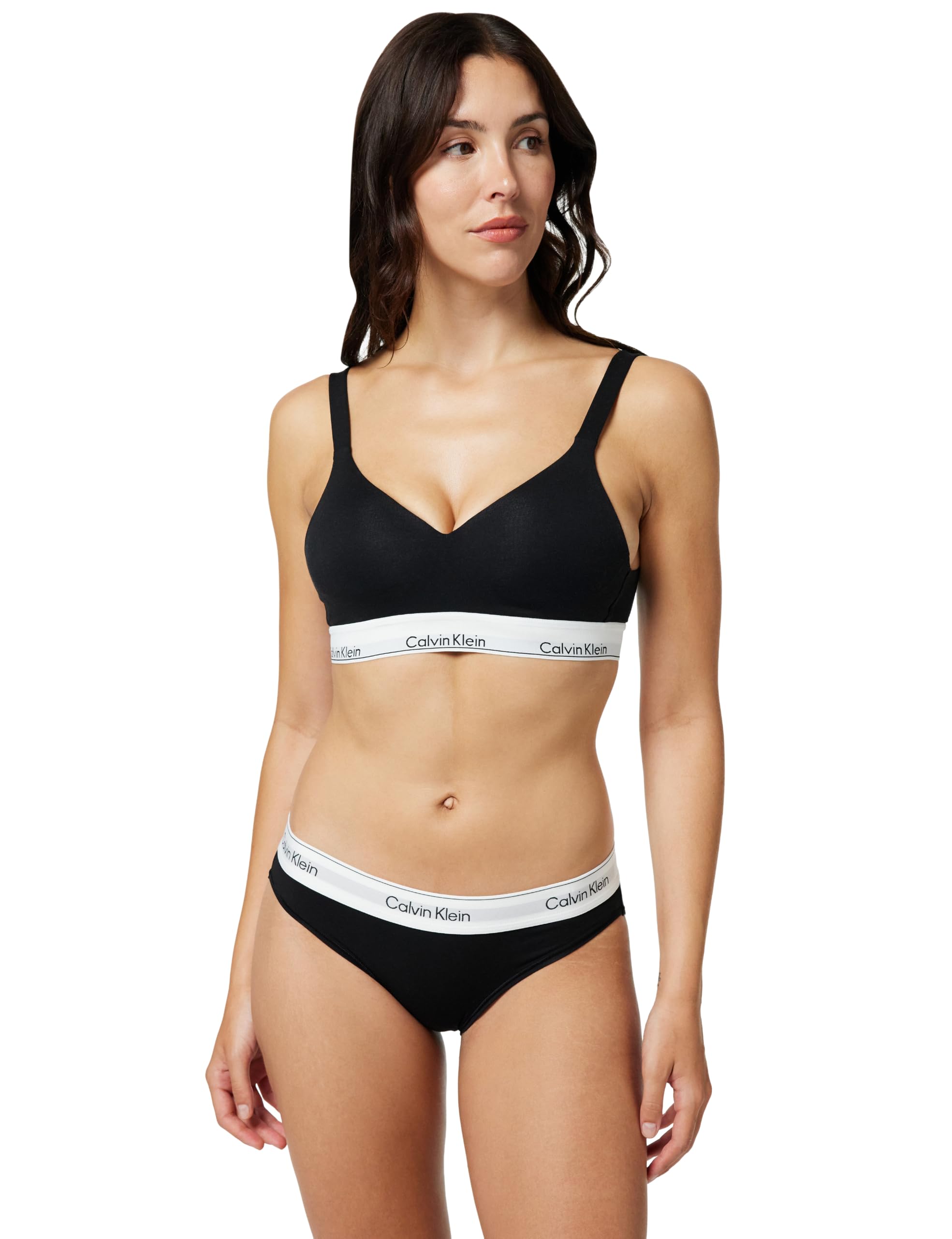 Calvin Klein Women’s Bikini Briefs with Logo Waistband, Black (Black), M