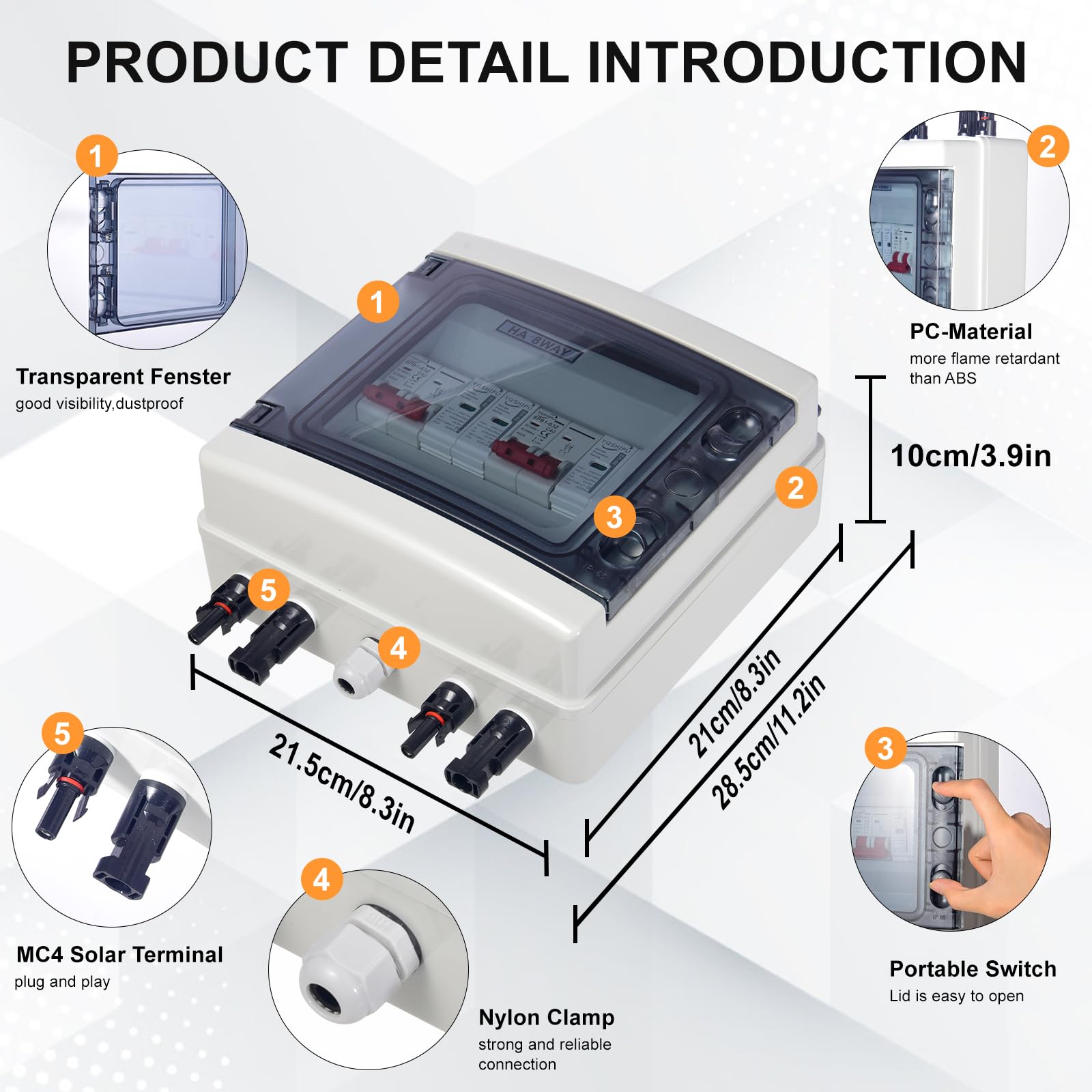 Protezione contro le sovratensioni fotovoltaiche, interruttore isolatore CC 2 in 2 uscite Interruttore automatico di protezione contro i fulmini, interruttore isolatore CC 40 A/1000 V, scatola