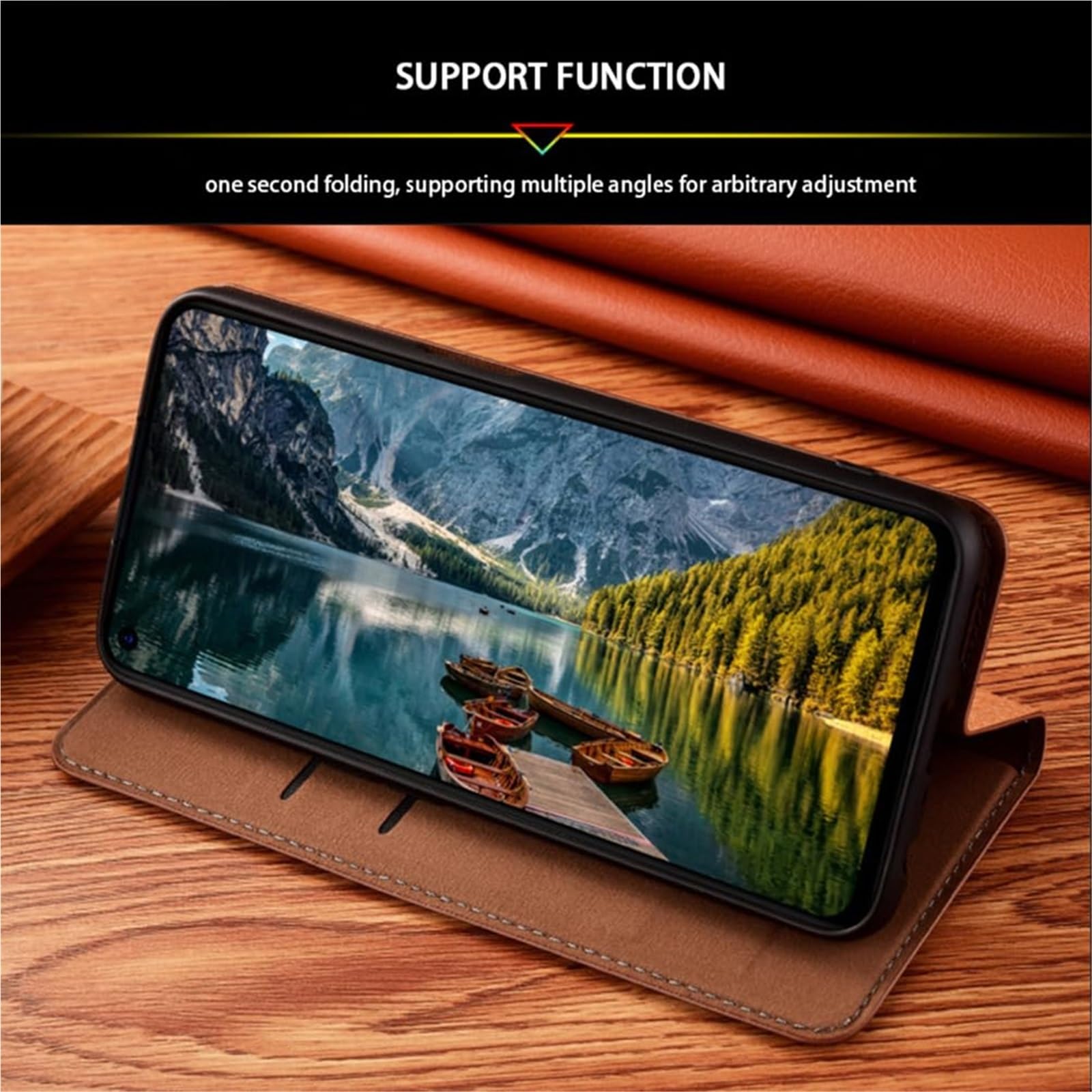 For IPhone 17 Pro Max/17 Pro/17 Air/17, Oryginalna Skórzana Obudowa Z Antypoślizgową Podpórką(Brązowy,17 Pro Max)