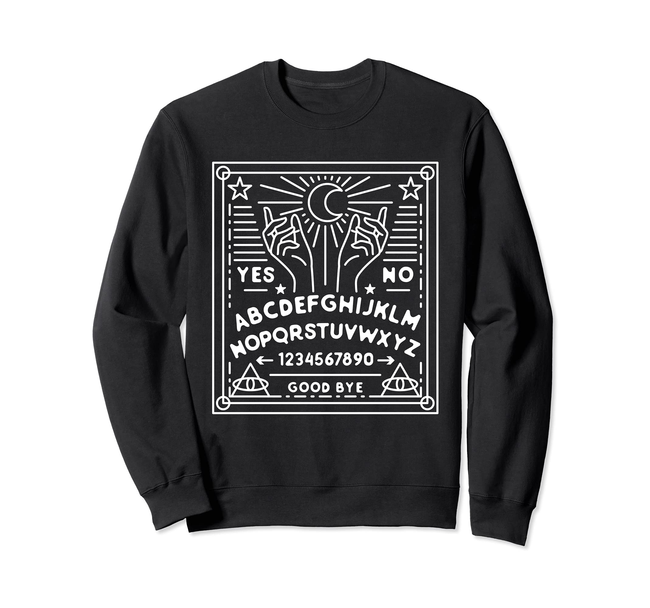 Ouija Board Creepy Horror Game Playing Halloween Art Sweatshirt, Black