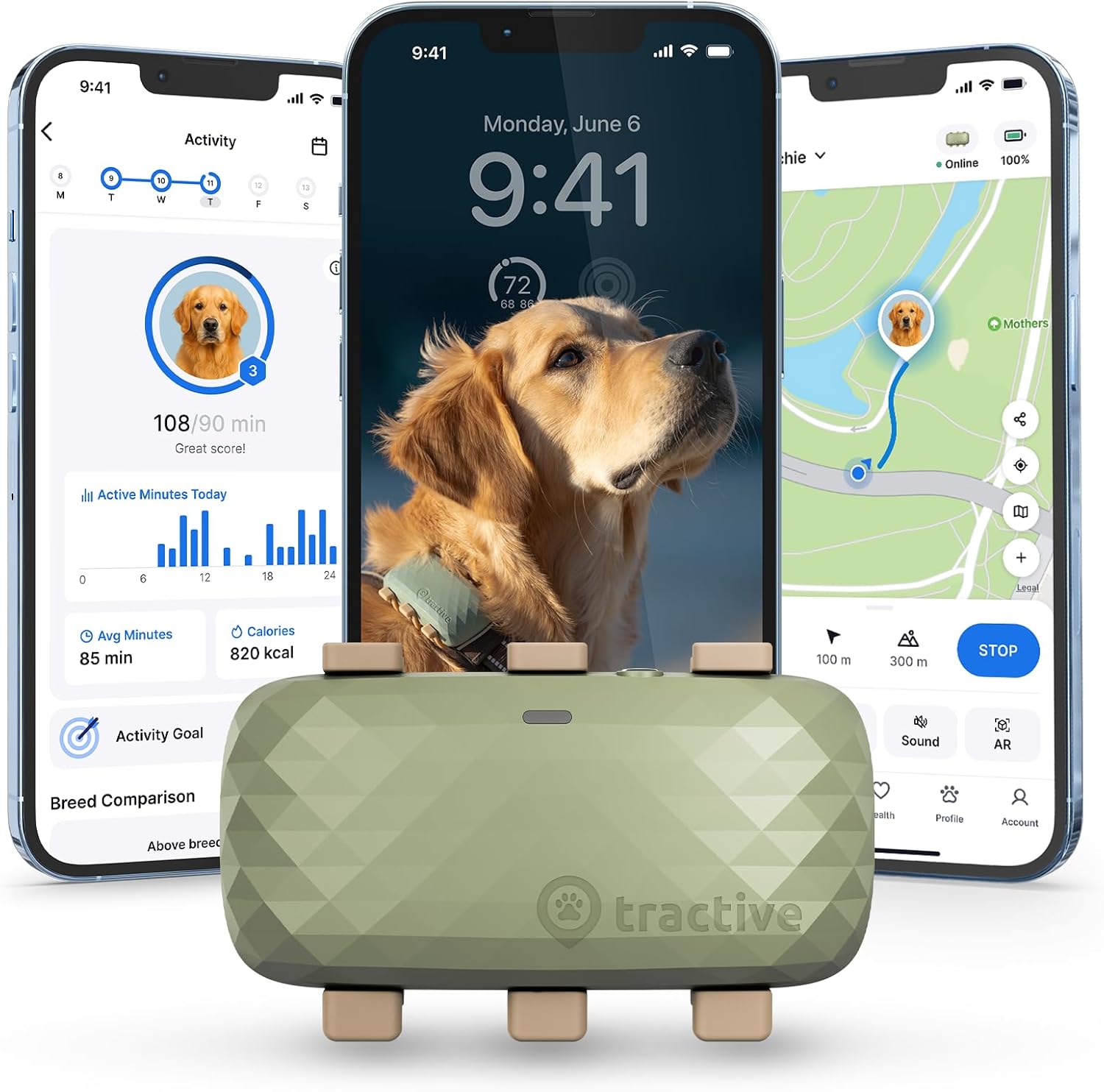 Tractive XL Smart Dog GPS Tracker | Live Pet Tracker with Virtual Fence | Vital Signs Monitoring of Heart