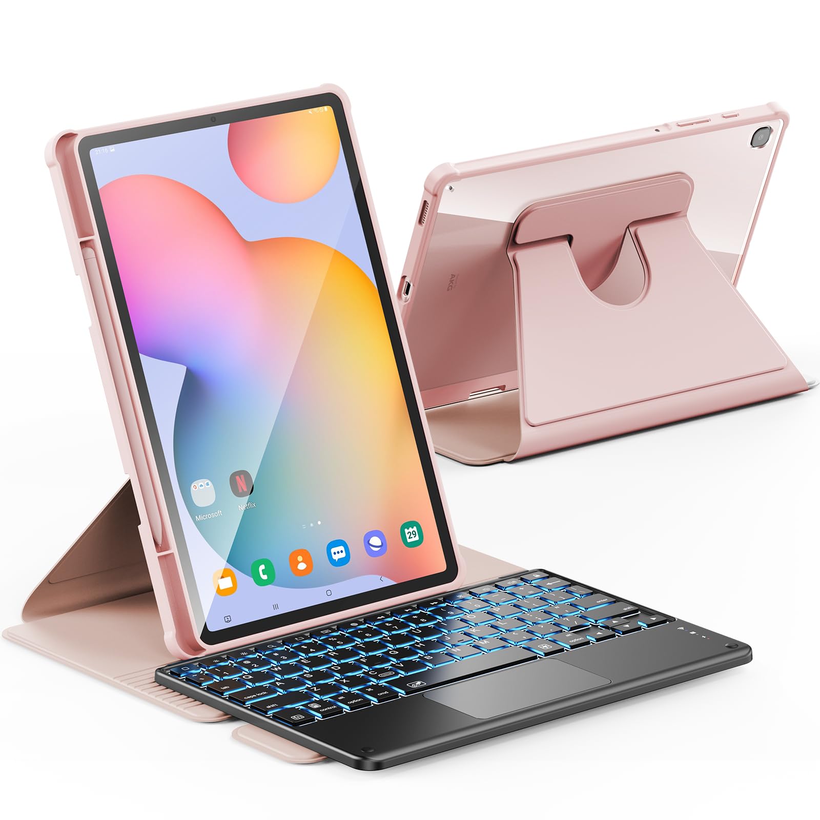 INFILANDCase for Galaxy Tab S6 Lite 10.4 Inch 2022/2020 Model (SM-P610/P613/P615/P619), [High Precision Tackpad] with 360 Degree Rotating Stand & Detachable