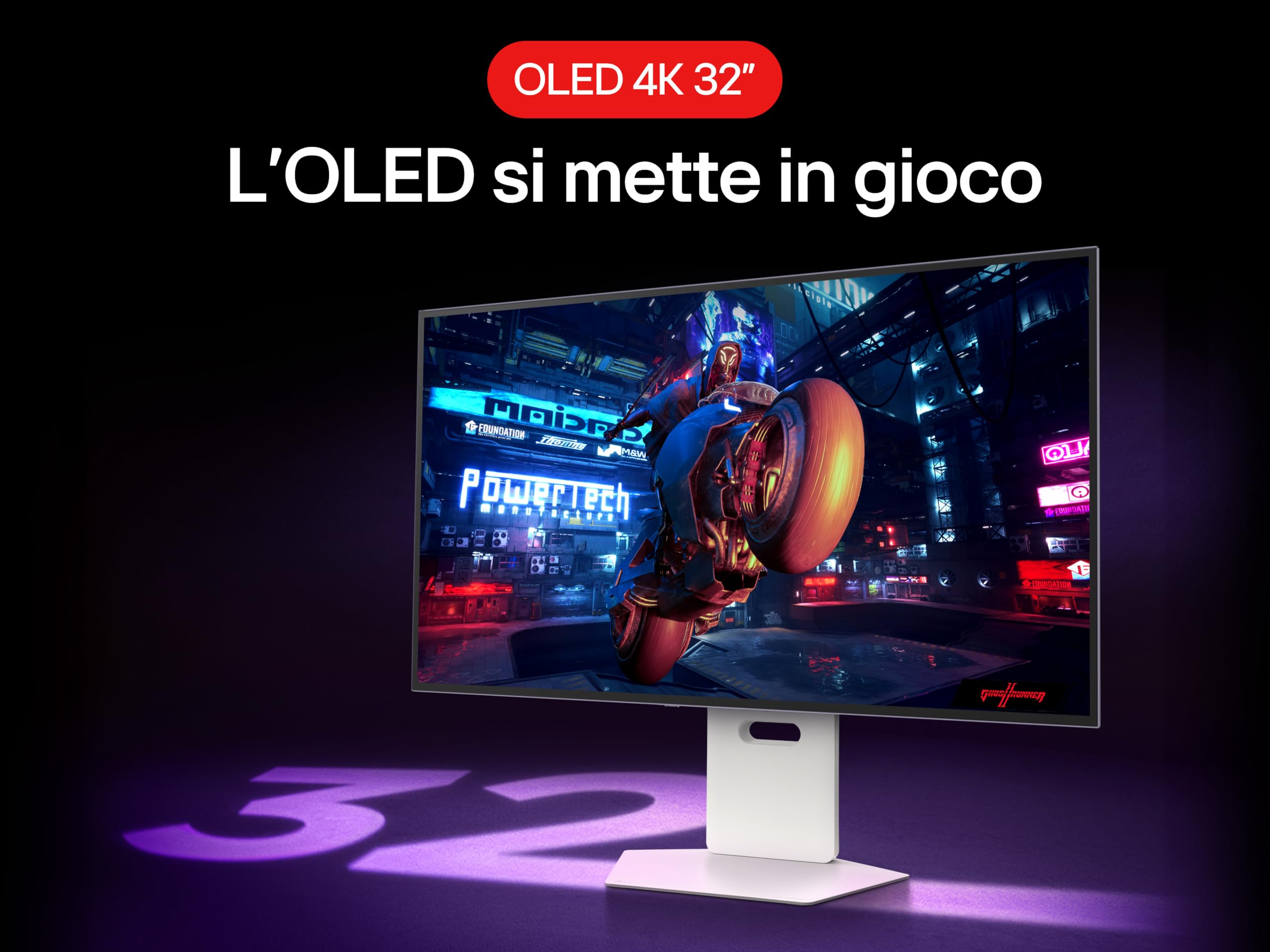 LG UltraGear OLED 32GS95UV Monitor Gaming 32", UHD 4K (3840x2160) 240Hz, 480Hz in FHD con Dual Mode, 0,03ms (GtG), G-Sync, FreeSync Premium Pro, HDR 400 True Black, HDMI 2.1, DisplayPort, Bianco