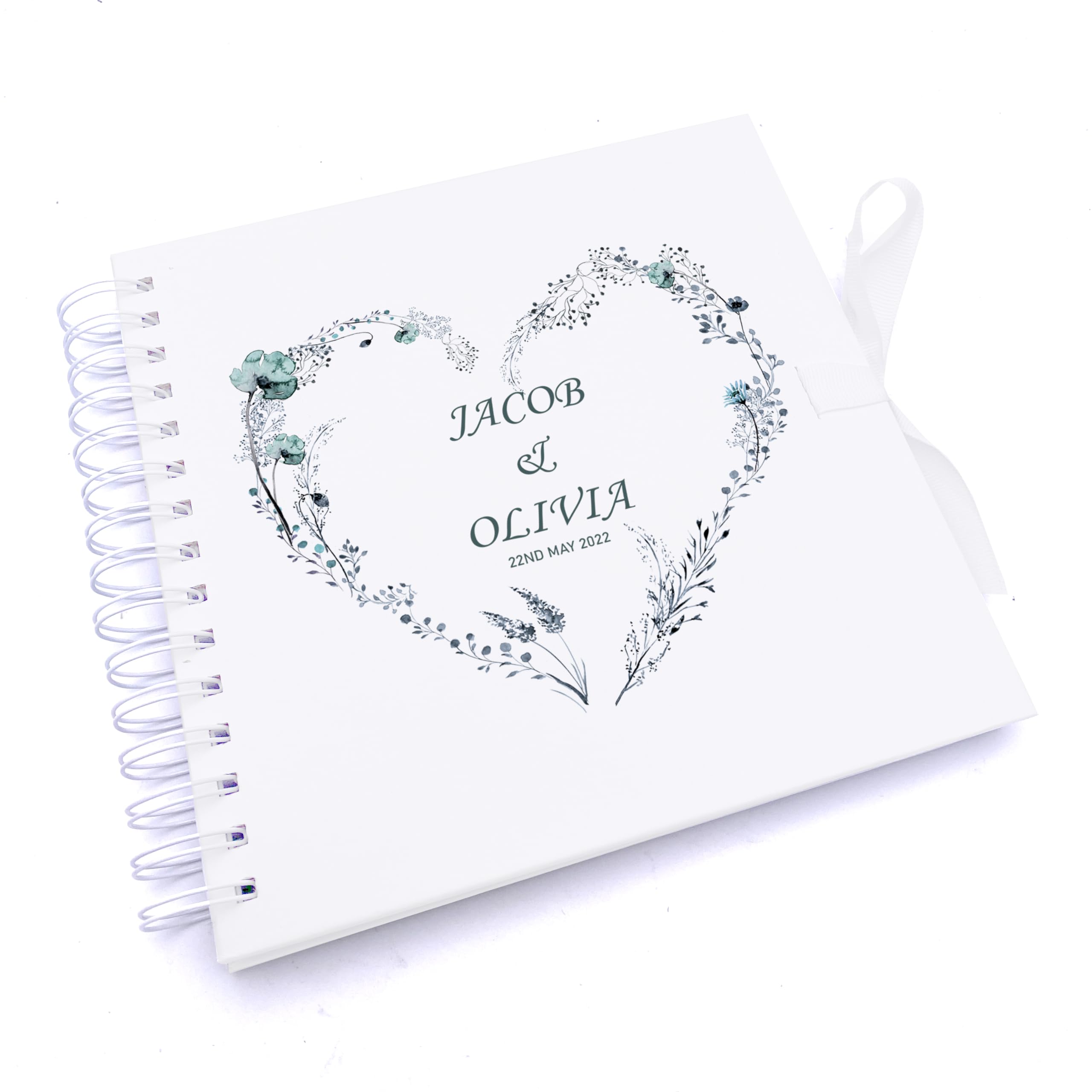 Personalised Wedding Guest Book Memory Book Photo Album Dusty Blue Heart