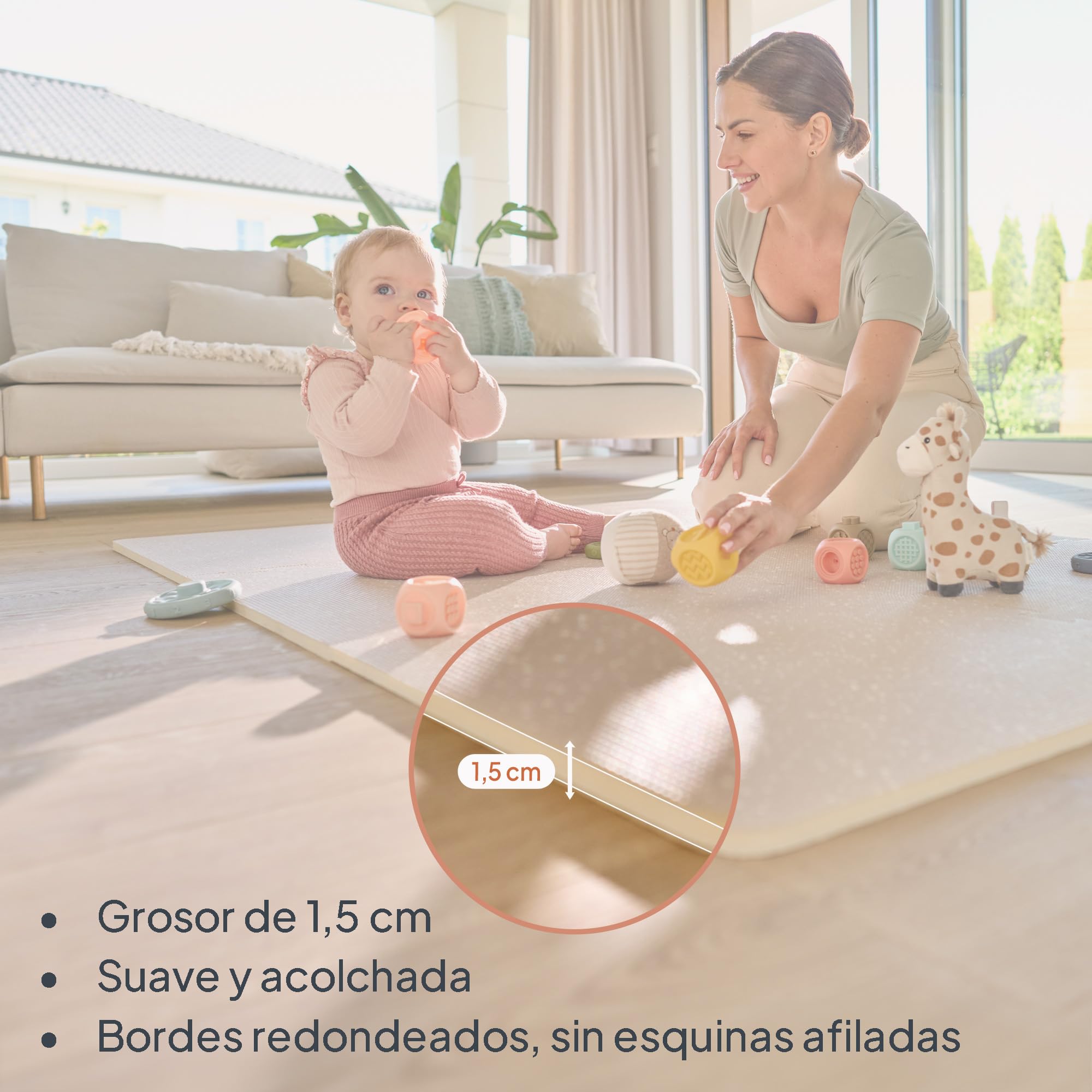 Lionelo YOKA Alfombra niños Puzzle de 6 Piezas para Gatear Doble Cara No tóxica Inodora Antideslizante Fácil de Limpiar 173 x 116 x 1,5 cm