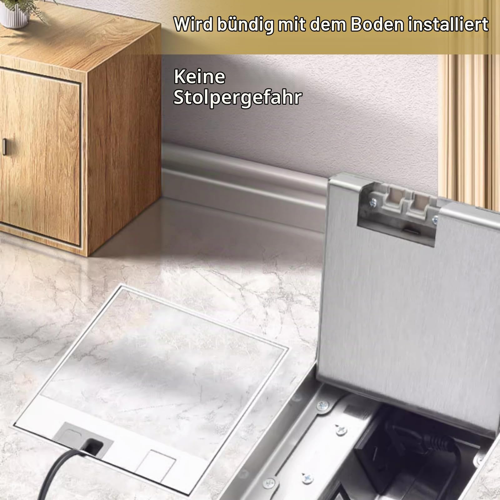 Boden-Steckdose, Bodensteckdose Innen AC 250V 16 A Versenkte Einbausteckdose Wasserdichte Edelstahl Einbausteckdose für Zuhause