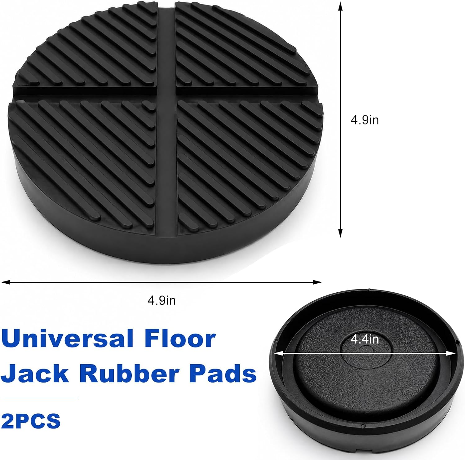 2 PCS Floor Jack Rubber Pad, Slotted Pinch Weld Jack Stand Side Frame Rail Protector, Anti-Slip Round Cross Beam Jacks Lifting Mats Point Support Block for Most Cars Trucks SUVs image 2