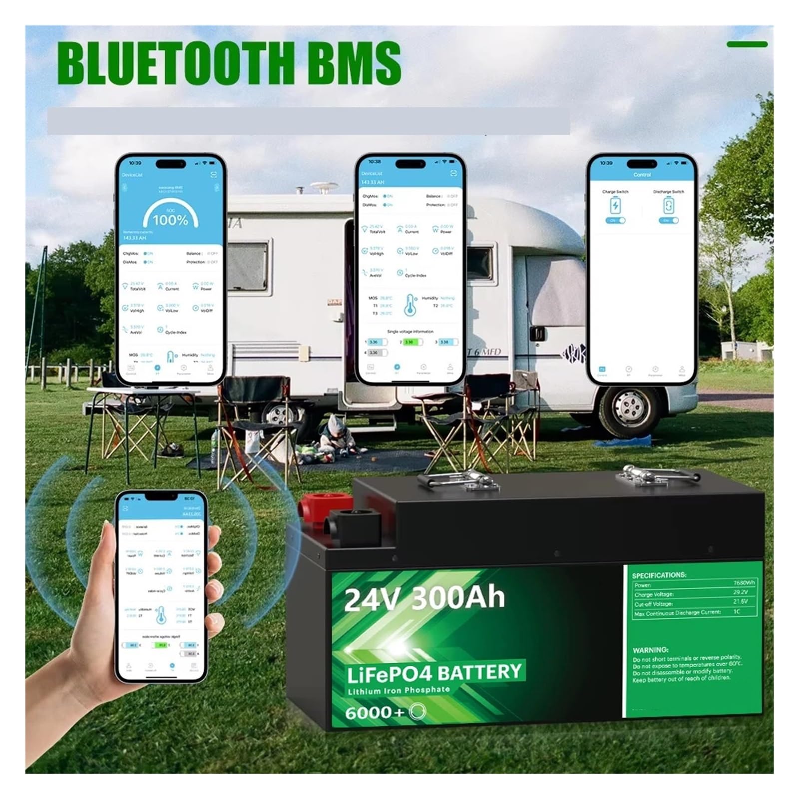 Batteria Al Litio LiFePO4 24V 300Ah 200Ah 100Ah 340Ah 140Ah 12V Bluetooth Grado A 6000 Cicli for Barca Da Golf for Camper(24V 340Ah 8.70Kwh)