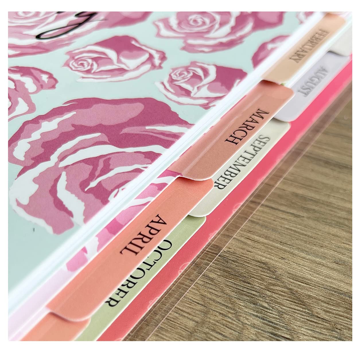 Monthly Binder Dividers set for Classic Size Planners, 9-Disc Monthly-Tab Dividers - 12-Pack (Flora)