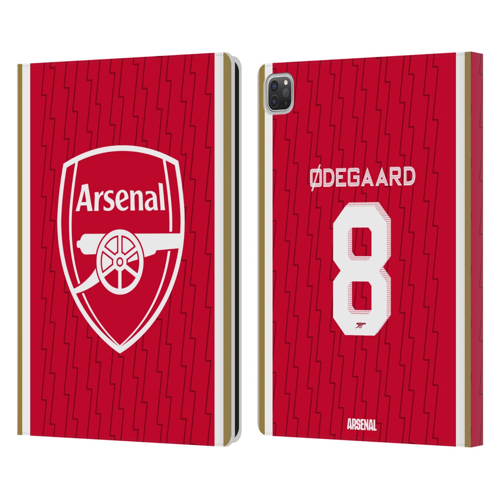 Head Case Designs Officially Licensed Arsenal FC Martin Ødegaard 2023/24 Players Home Kit Leather Book Wallet Case Cover Compatible with Apple iPad Pro 12.9 2020/2021/2022